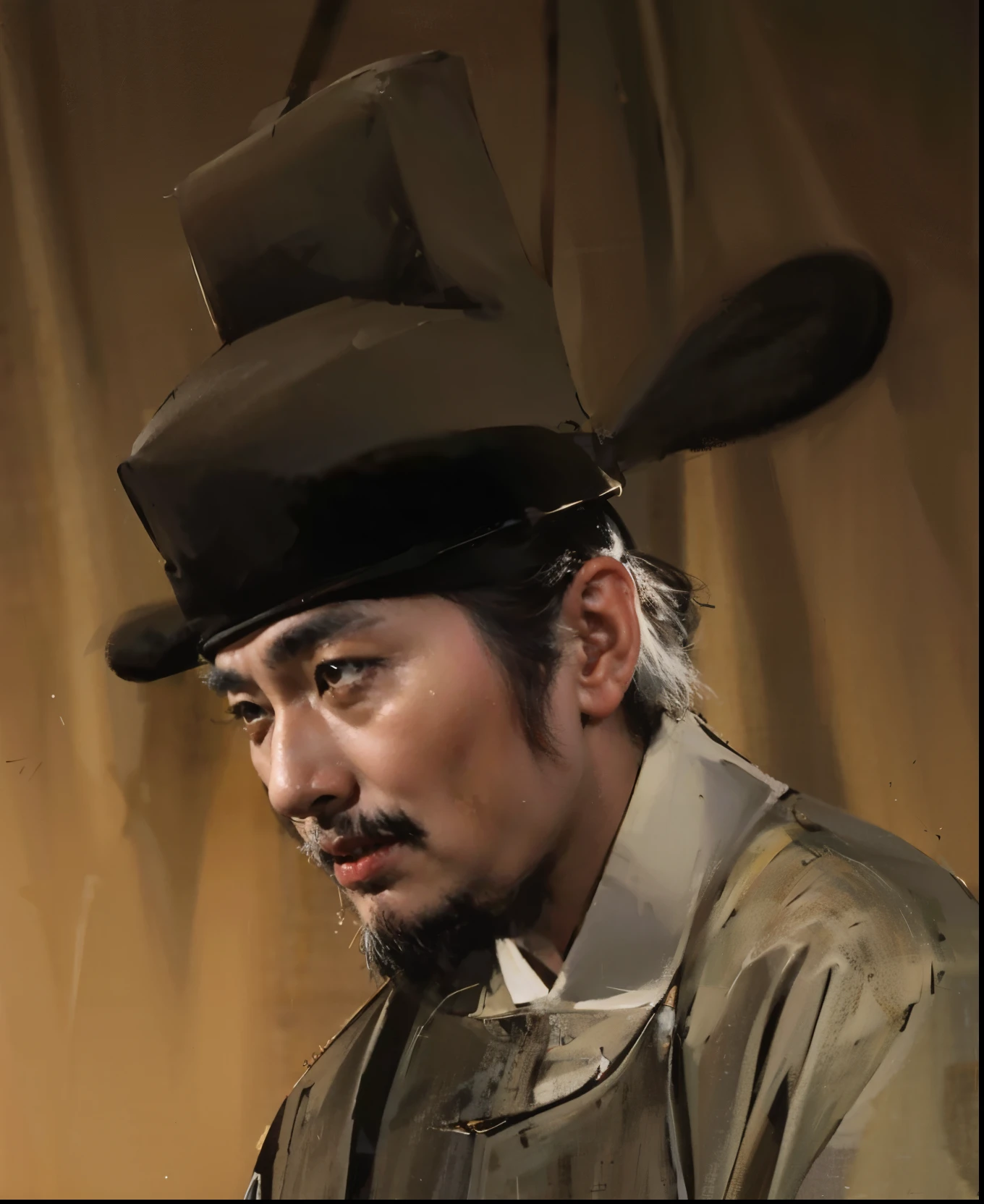 best quality,masterpiece,(painting:1.5),Ancient Chinese official uniform,antique clothing,Hanfu,middle-aged man,Fifty-year-old man,sixty year old man,insidious and cunning,wise,fierce eyes,French-German man in black robe holding token in front of curtain, Inspired by Shin Saimdang, drama, 灵感来自surname徽宗, Wearing ancient Chinese clothing, Hanfu, Inspired by Emperor Xuande, Shin Jung Ho, 高戏drama性, Inspired by Ann Gu, surname, precise,Inspired by Shin Saimdang, flying dragon, drama, Guo Zhiying, Shin Jung Ho, Inspired by Ann Gu, inspired by Yang Borun, Hong Soon-sang, from the three kingdoms, Inspired by Shin Yoon-bok, noble, Inspired by Yoon Doo Ri(Amy Sole:0.248),(a detailed painting:0.353),(文艺复兴古典painting风格:0.8)