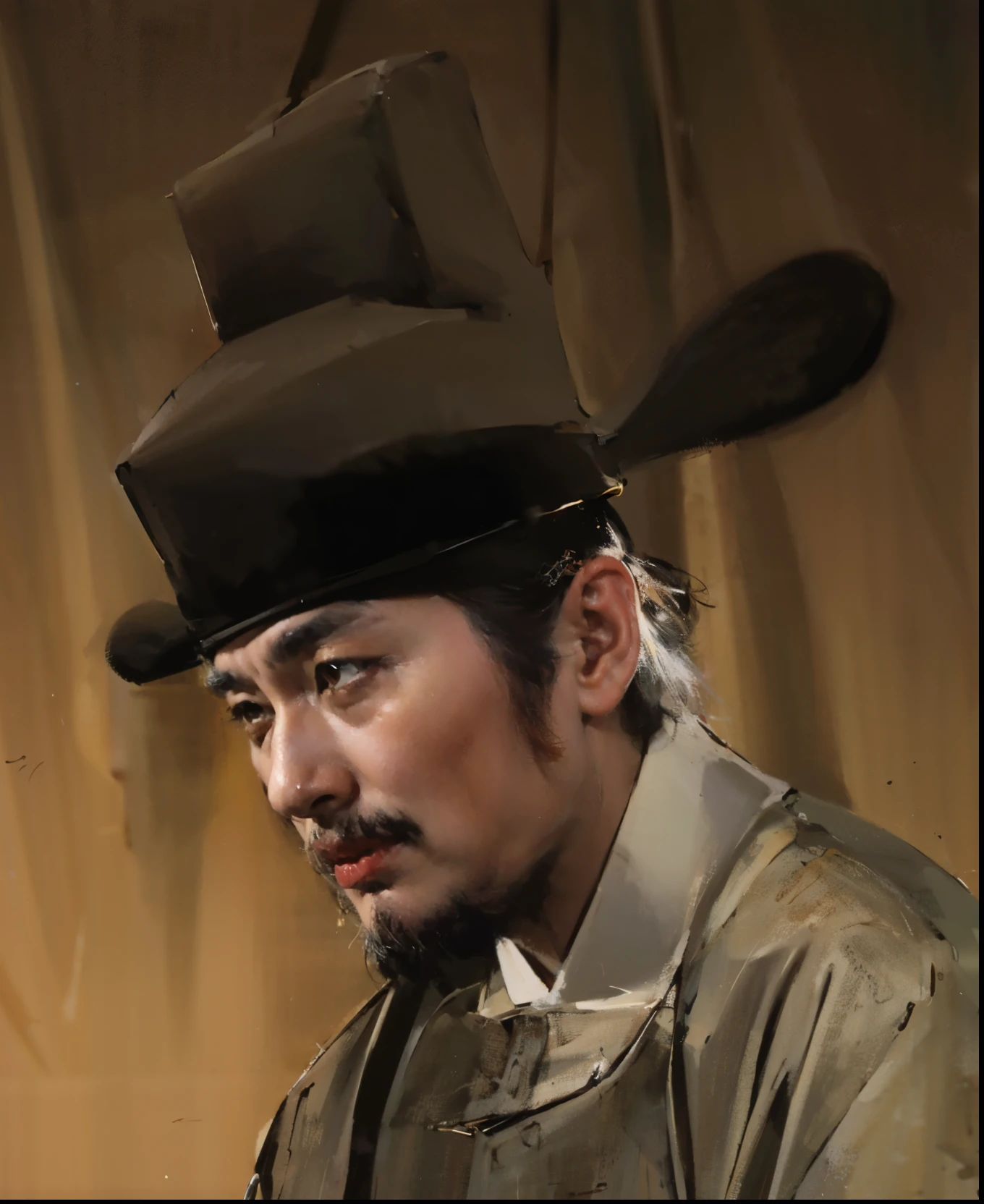 best quality,masterpiece,(painting:1.5),Ancient Chinese official uniform,antique clothing,Hanfu,middle-aged man,Fifty-year-old man,sixty year old man,insidious and cunning,wise,fierce eyes,French-German man in black robe holding token in front of curtain, Inspired by Shin Saimdang, drama, 灵感来自surname徽宗, Wearing ancient Chinese clothing, Hanfu, (Amy Sole:0.248),(Stanley Ategg Liu:0.106),(a detailed painting:0.353),(文艺复兴古典painting风格:0.8)Inspired by Emperor Xuande, Shin Jung Ho, 高戏drama性, Inspired by Ann Gu, surname, precise,Inspired by Shin Saimdang, flying dragon, drama, Guo Zhiying, Shin Jung Ho, Inspired by Ann Gu, inspired by Yang Borun, Hong Soon-sang, from the three kingdoms, Inspired by Shin Yoon-bok, noble, Inspired by Yoon Doo Ri(Amy Sole:0.248),(a detailed painting:0.353),(文艺复兴古典painting风格:0.8)