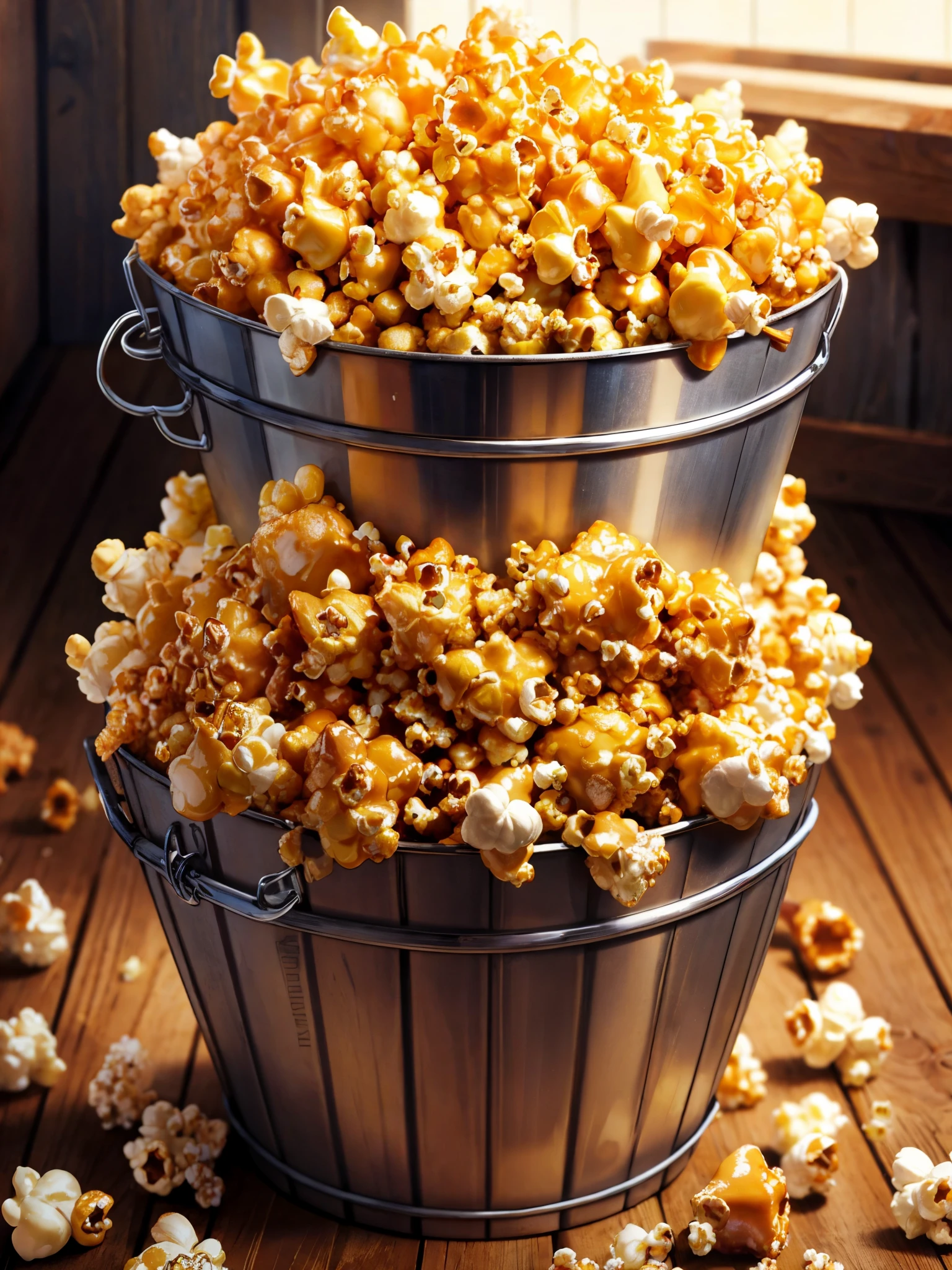 Bucket of butterscotch toffy popcorn