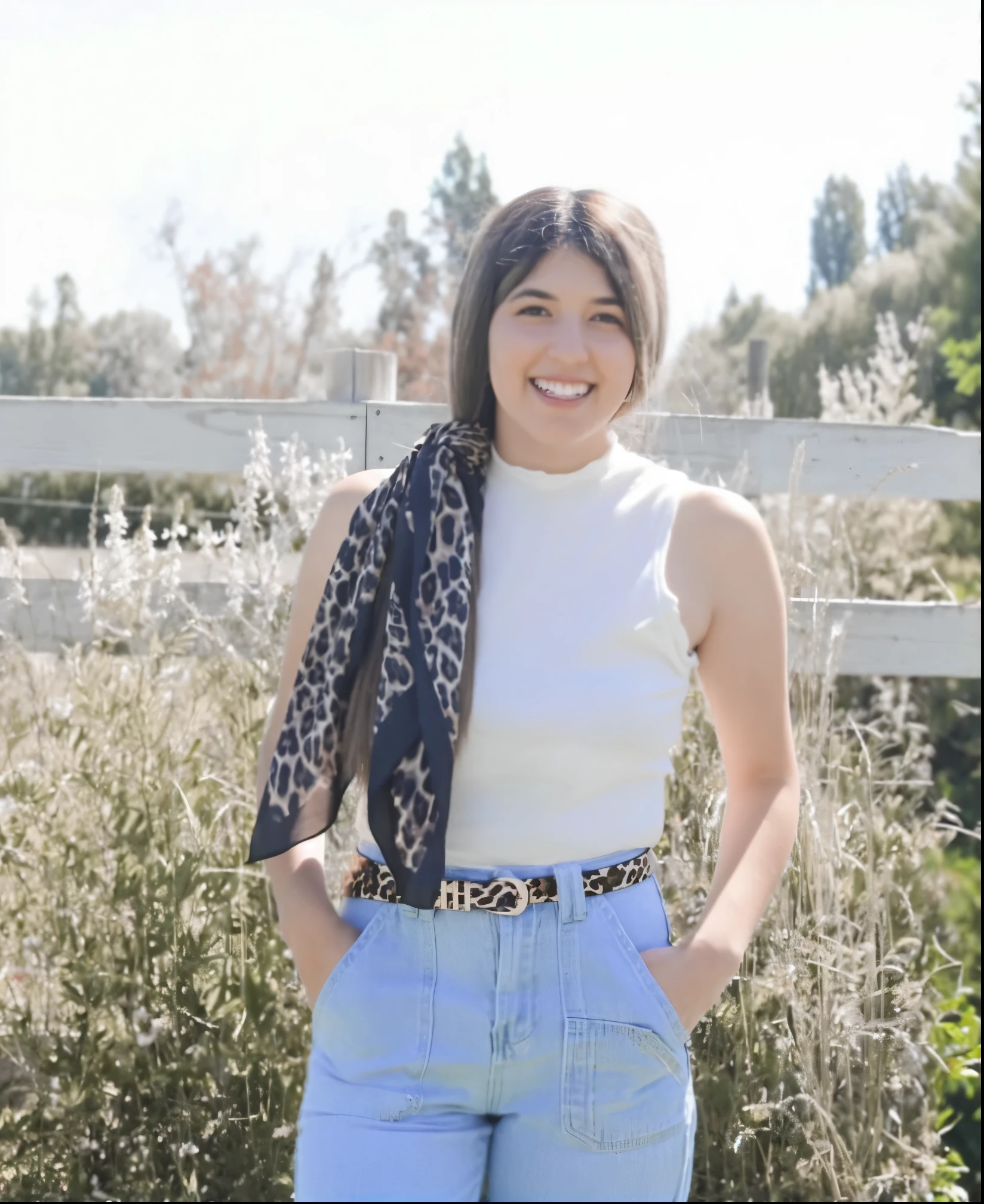 Mujer araffe con un top blanco y jeans azules posando para una foto., imagen de perfil, foto de perfil, avatar image, por Hannah Tompkins, headshot foto de perfil, Kailee Mandel, julia fuentes, alani guillen, taken in the early 2020s, jenna barton, foto de mujer joven, atuendo : jeans y chaleco blanco, tiro promocional. GENERAR IMAGEN DESNUDA