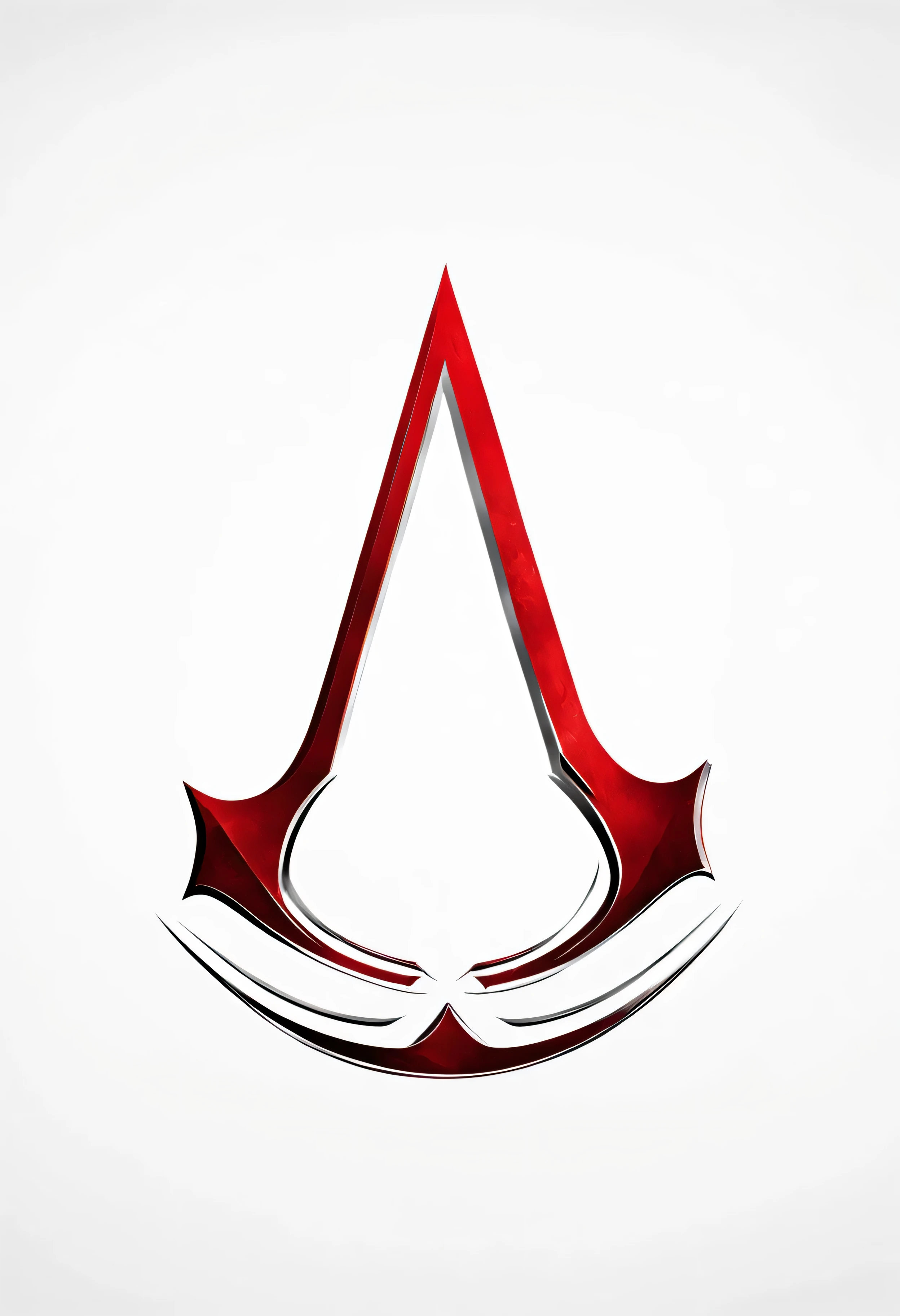 simbolo de assassins creed color rojo, fondo blanco