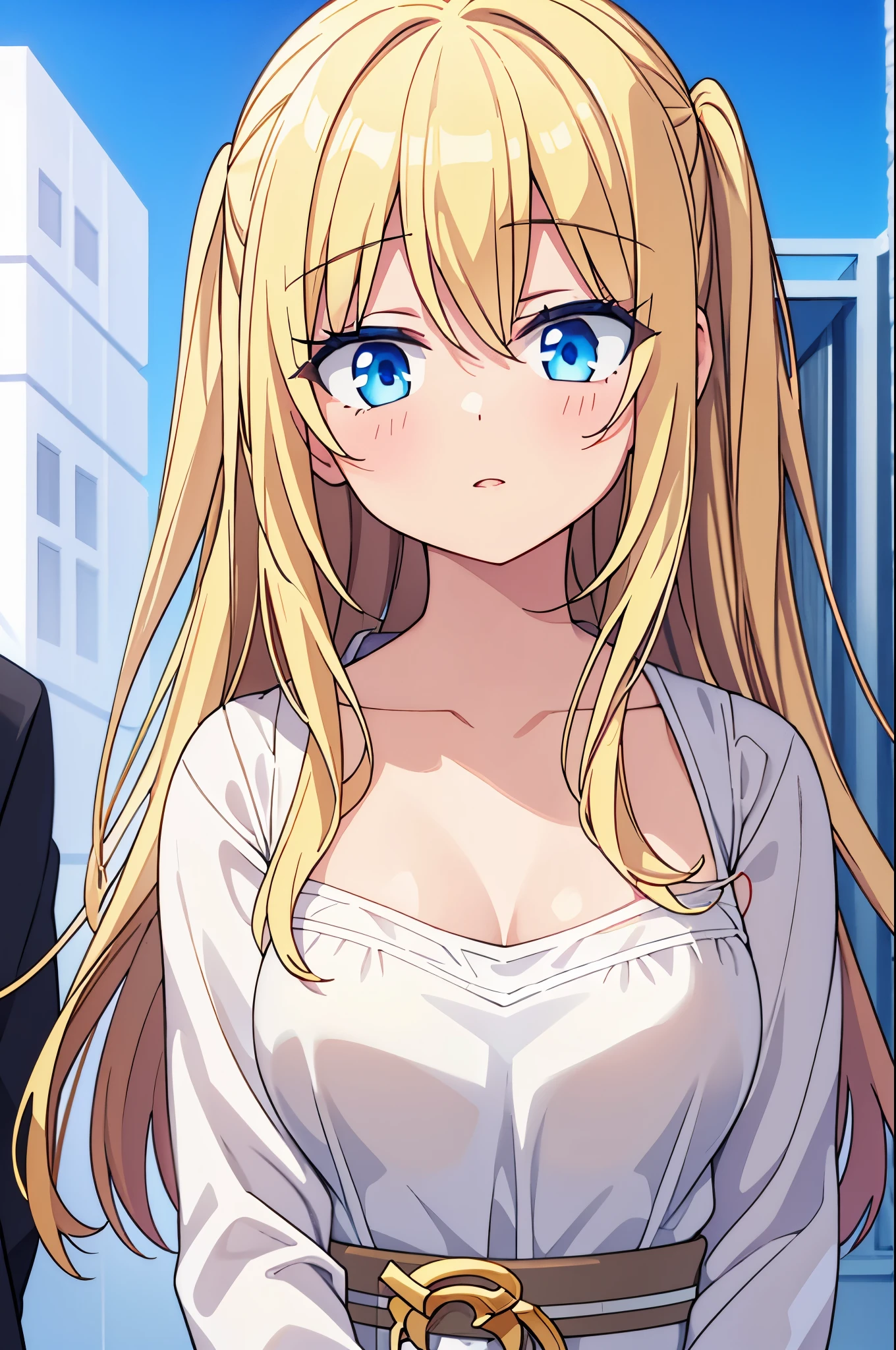 blonde hair, perfect waifu, girl next door, one girl