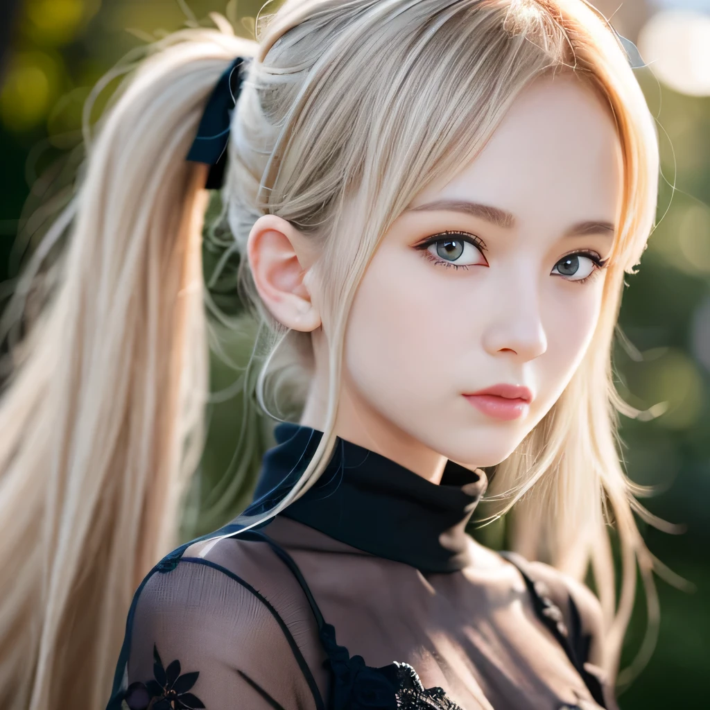 portrait、Topless、bright look、twin tails、young shiny glossy white shiny skin、best looks、blonde reflection、Platinum blonde hair with dazzling highlights、shiny bright hair,、super long straight hair、Shining beautiful bangs、Sparkling crystal clear charming big blue eyes、Very beautiful and lovely cute 12 year old girl、rich bust、White and beautiful blouse、With slit、((I could see the whole body))、beautiful face、The chest area of the clothes looks tight、Loosening perm、Pleated skirt with plenty of checked pleats、No bra、