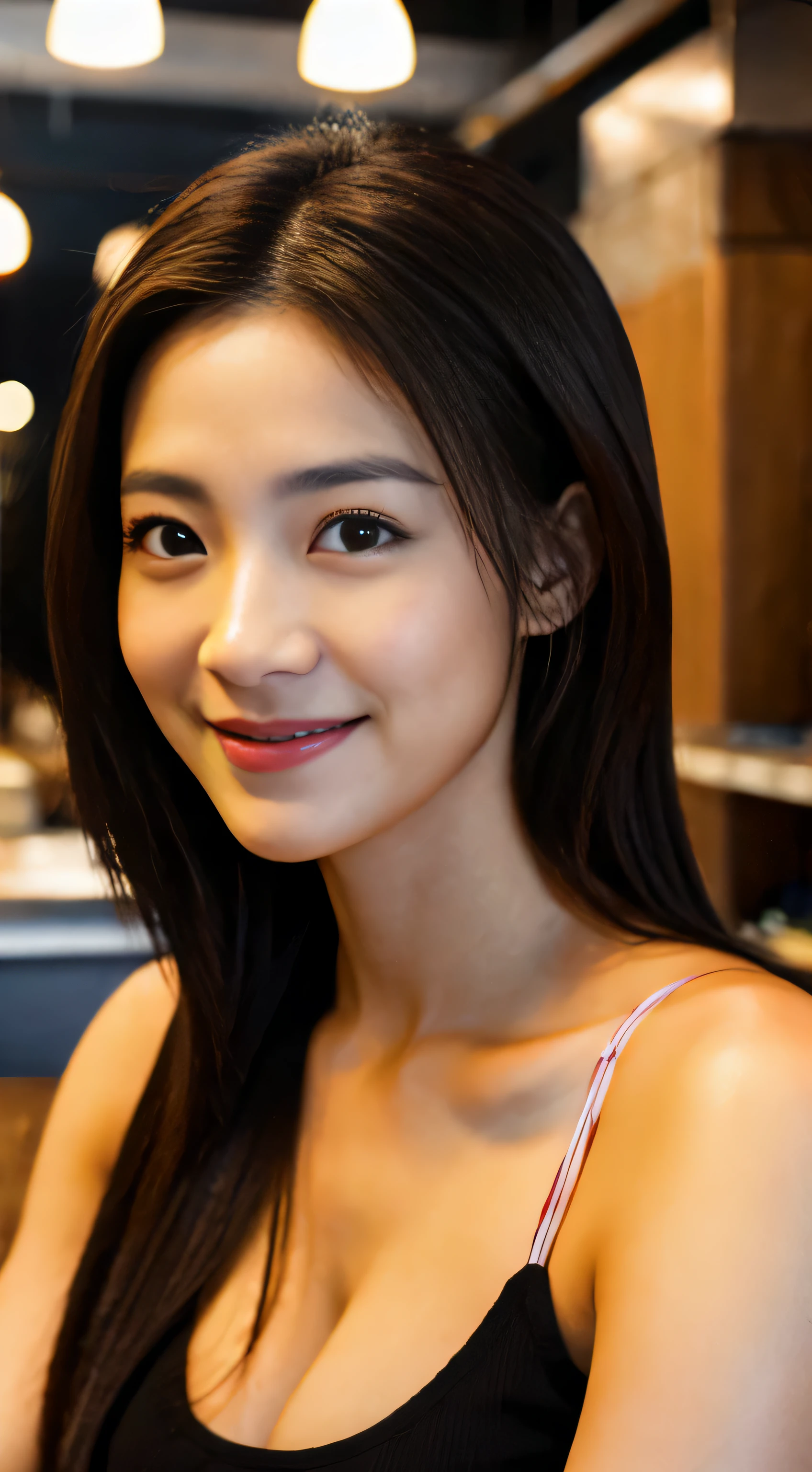 
(8K、Raw photo、highest quality、Masseter muscle part:1.2)、super detailed、super resolution、(realistic、realistic pictures:1.37)、
Portrait、High-definition RAW color photo、professional photography、
very detailed and beautiful、very detailed、8K image wallpaper、amazing details、huge file size、
official art、very detailed CG Unity 8K wallpaper, 
very detailed woman、girl、20 year old woma, 
very fine eyes、very detailed肌、very fine fingers、very detailed nose、very detailed detailed mouth、perfect anatomy、
detailed background、detailed clothing、white skin、glowing skin、
Slender Body、black haired、semi-long、laughter、
lifelike face、delicate eyes、ordering sauce、
cowboy shot、positive、standing athletic pose、dynamic lighting