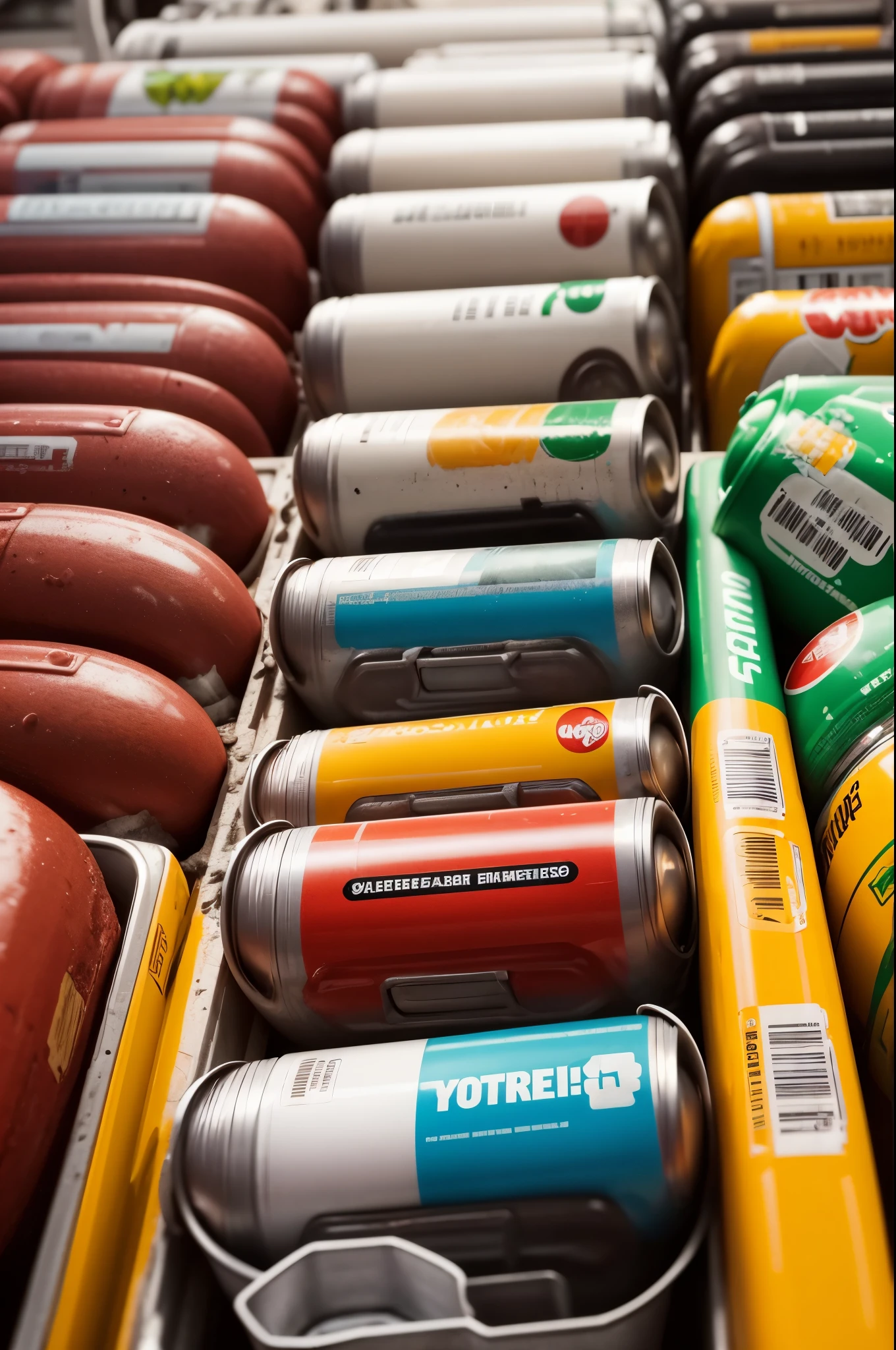 Desenhe latas de refrigerantes explodindo dentro de um mercadinho, destruindo tudo pelo caminho, estilo comico assustado