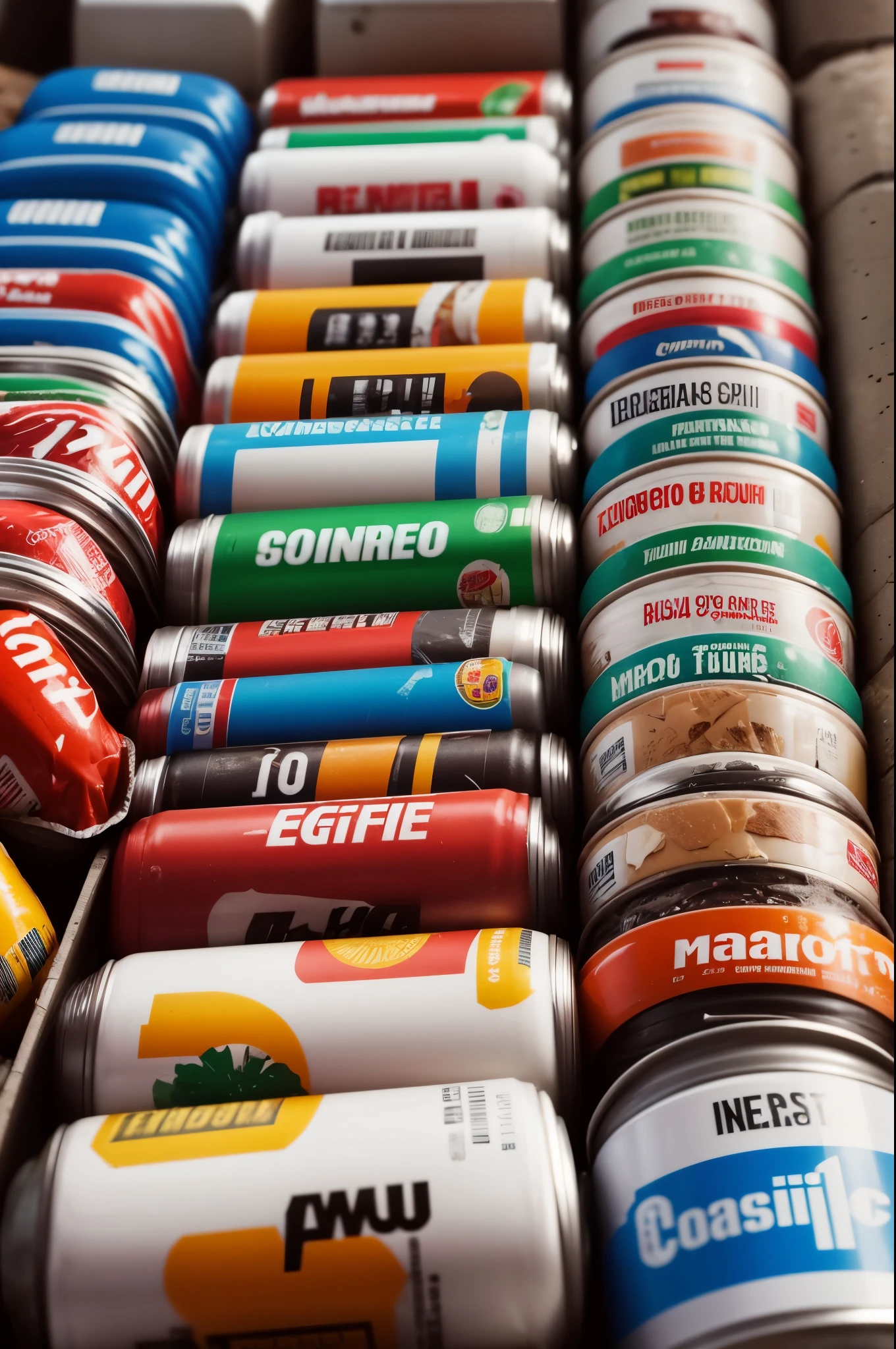 Desenhe latas de refrigerantes explodindo dentro de um mercadinho, destruindo tudo pelo caminho, estilo comico assustado