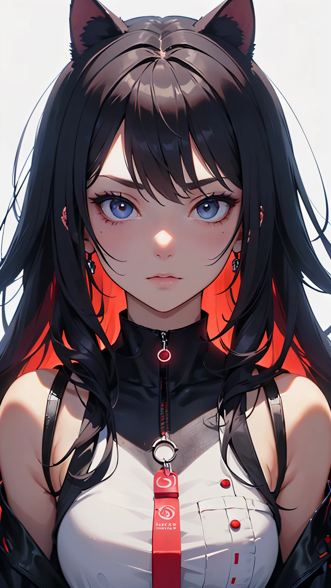 {{Masterpiece}}, Best Quality, Extremely detailed CG unity 8k wallpaper, cinematic lighting, Lens flare, Beautiful eye details, negro,  side glance,  multicolored hair, showy light, particles, heterochromia, (showy:1.5), (showy hair:1.5),