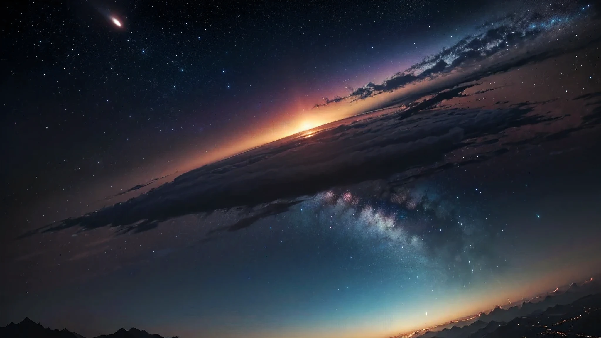 anime - style scene of a beautiful sky with a star and a planet, cosmic skies. by makoto shinkai, anime art wallpaper 4k, anime art wallpaper 4 k, anime art wallpaper 8 k, anime wallpaper 4k, anime wallpaper 4 k, 4k anime wallpaper, anime sky, amazing wallpaper, anime background, heaven planet in background, anime background art