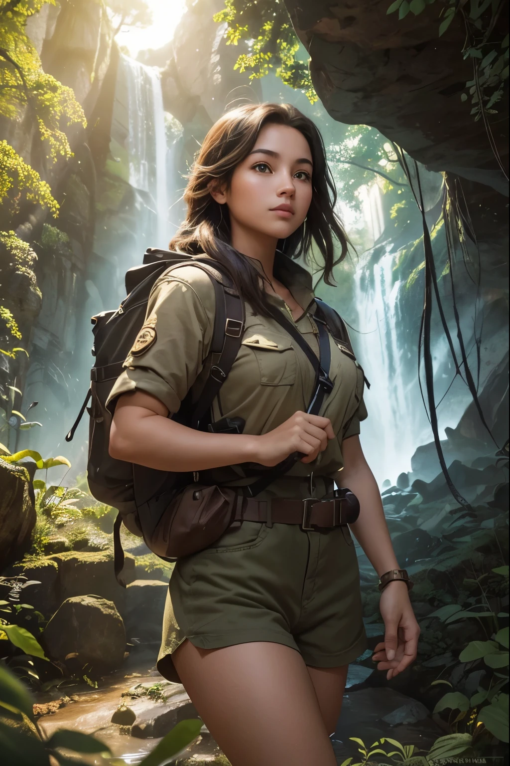(adventurous,explorer,brave,determined:1.1) Ava, a young girl with (long flowing hair:1.1) and (bright, sparkling eyes:1.1), is always (eager and enthusiastic:1.1) for (new adventures and discoveries:1.1). She is known for her (fearless nature:1.1) and (bold attitude:1.1). With (confidence and curiosity:1.1) in her heart, Ava sets out to explore (mysterious forests, hidden caves, ancient ruins, and uncharted territories:1.1).
In her expeditions, Ava is (always prepared:1.1) with her (sturdy backpack:1.1) filled with essential items like (compass, map, flashlight, and a pocketknife:1.1). She wears (comfortable and practical clothing:1.1), including (hiking boots:1.1) for traversing rough terrains.
As she (ventures deep into nature:1.1), Ava encounters (vibrant wildlife:1.1), such as (colorful birds, playful squirrels, graceful deer, and mischievous foxes:1.1). She (captures the beauty of the animals with her camera:1.1), appreciating their (subtle movements and unique behaviors:1.1).
Through Ava's eyes, you can witness breathtaking landscapes, like (majestic mountains, cascading waterfalls, serene lakes, and lush meadows:1.1). The (sunlight filters through the trees:1.1), casting a (magical, golden glow:1.1) upon the surroundings.
In her (explorations of ancient ruins:1.1), Ava unearths (hidden treasures and ancient artifacts:1.1), discovering the mysteries of past civilizations. She marvels at the (intricate carvings and ornate decorations:1.1) that tell stories of forgotten times.
Ava's (spirited personality:1.1) shines through her (expressive face and confident posture:1.1) as she (overcomes challenges and embraces new experiences:1.1). Her (passion for adventure:1.1) and (boundless curiosity:1.1) make her an inspiration to others.
The artwork depicting Ava's adventures is created in a (vibrant, illustrative style:1.1), with (rich colors and dynamic compositions:1.1). The (attention to detail:1.1) brings the scenes to life, capturing the (essence of exploration and discovery:1.1).
With (best quality,4k,8k,highres,masterpiece:1.2) resolution, the images showcase (ultra-detailed:1.1) landscapes and (realistic,photorealistic,photo-realistic:1.37) depictions of the natural world. The (lighting effects:1.1) add depth and atmosphere to the artwork, immersing the viewer in the wonders of Ava's adventures.
Prepare to be inspired as you join Ava in her (courageous journey:1.1) to (uncover the secrets of the unknown:1.1) and (embrace the thrill of exploration:1.1). Let her (fearless spirit:1.1) ignite your own sense of (adventure and curiosity:1.1) as you witness the wonders of the world through her eyes.