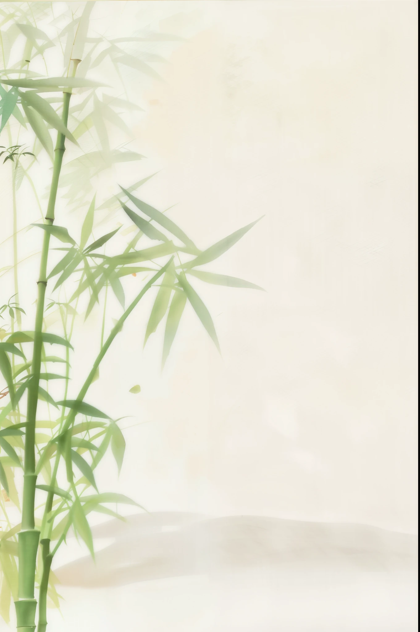 there is a painting of a bamboo tree with a bird on it, of bamboo, bamboo,Swallow in ink style, Japanese-style, Chinese watercolor style, Oriental wallpaper, wallpaper art, plant background, bamboo forest in the background, bamboo forest, Beautiful background proportions, Chinese style, solid color background, misty japanese bamboo forest, Chinese painting style, Zen nature background, Weed background