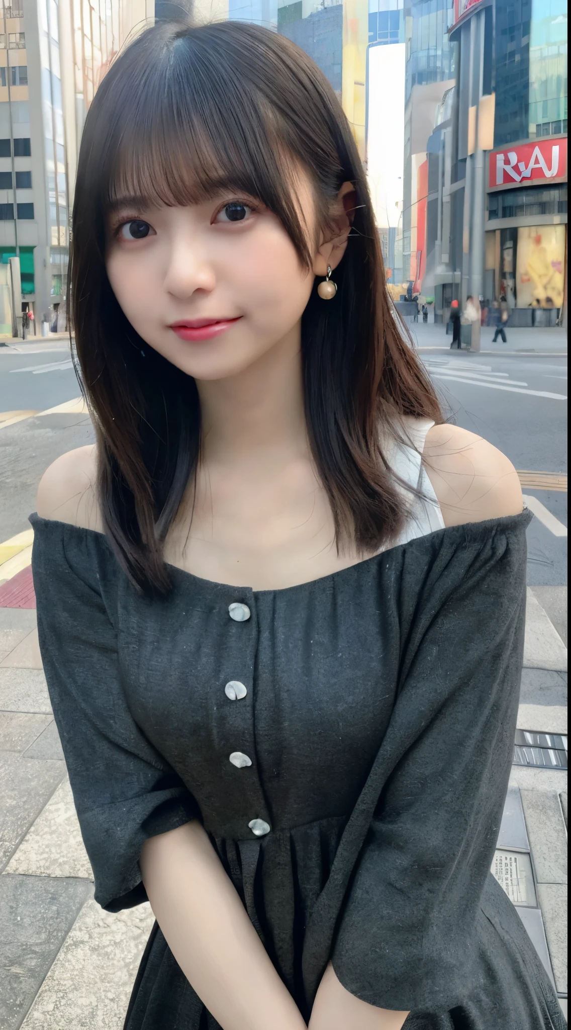 mix 4, (8k, Raw photo, best image quality, masterpiece: 1.45), (realistic, Photoreal: 1.37), one girl, cute, cityscape, night, rain, Wet, professional lighting, photon mapping, radio city, Physically based rendering, gradient black hair, gray hair, short curly hair, Handsome, with a girl, (((Randomly generated private clothes))), highest quality photos, High resolution, 1080p, (clear face), (Detailed facial description), (detailed description of handasterpiece), (Detailed CG)、extreme light and shadow、messy hair、master work、Rich details、(detailed facial features)、(highest quality photoasseter muscle part)、(detailed eye)、look in front of you、thin clavicle、((slender and big))、((Office Looksuit)))、((cute服))、((Shinjuku City))、(Take photos from random viewpoints)、(((first round)))、earrings、big smile、Draw the whole body from the knees、