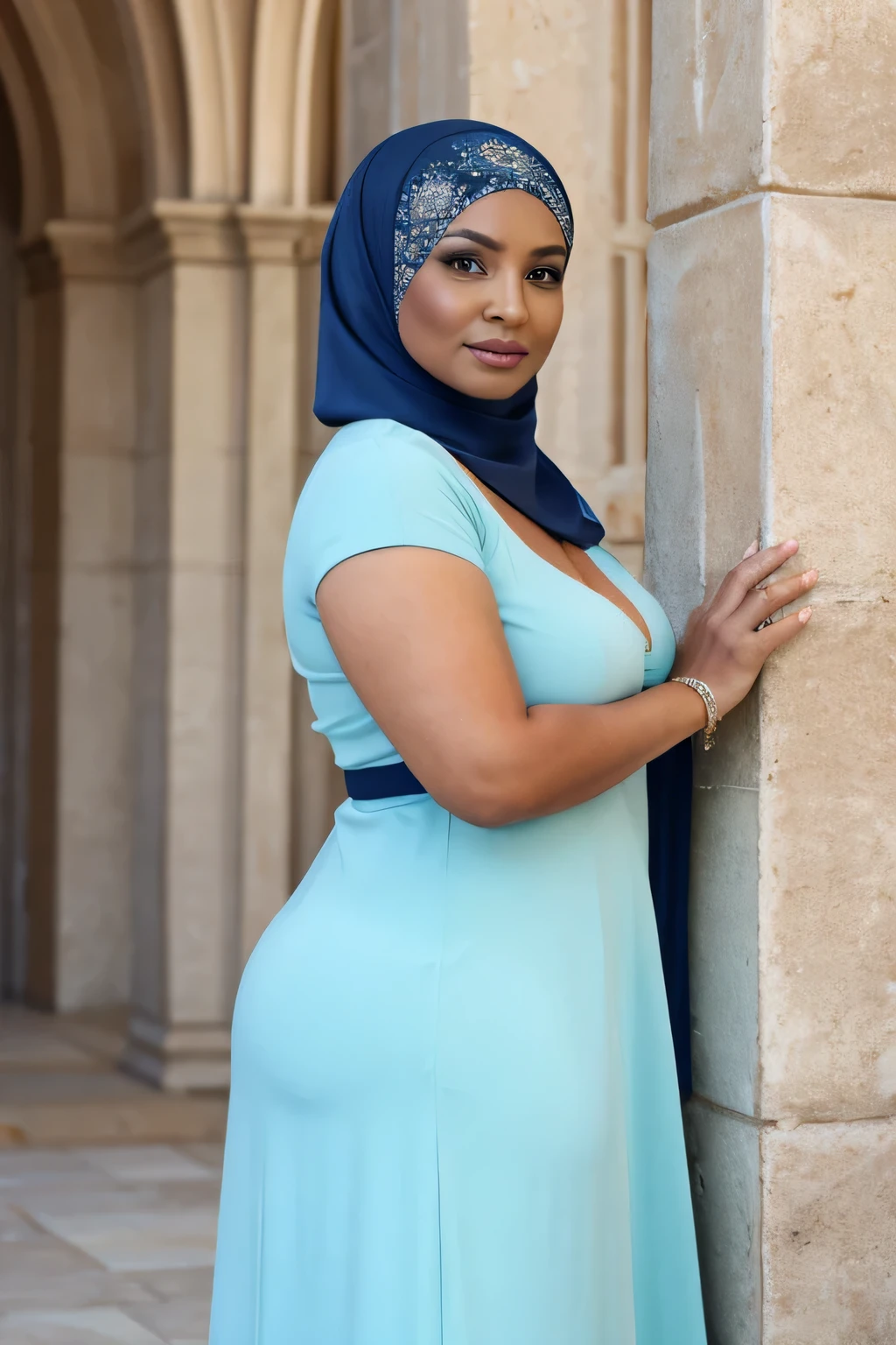 moda gorda, uma velhinha bonita, 60 anos de idade, curvy body, (usando um hijab), usando um lindo vestido, Realista, Gordinho, intricado, hyper Realista, 8K, intricadoly detailed, cinematic, stunning Realista photography, rosto perfeitamente detalhado, altamente detalhado, vibrante, pele natural, Textura de pele real, octane rendering, cabelo branco, cara feliz, It is, (in a gorgeous palace), neckless, pulseiras, decote, maduro, retrato, It is