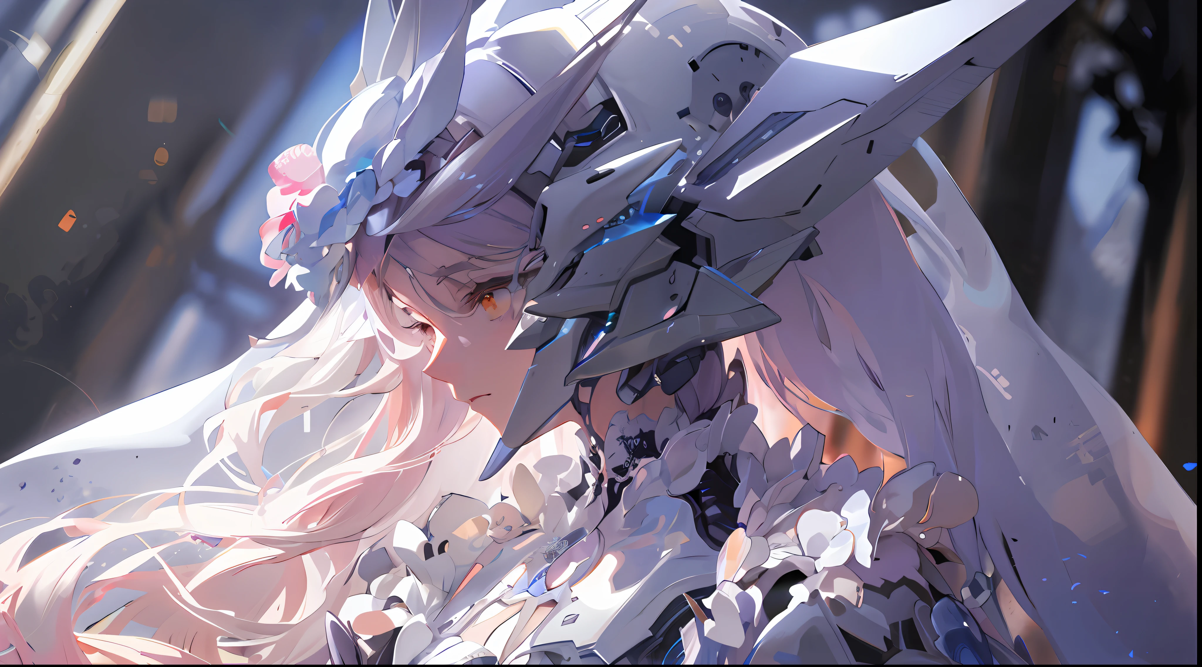 long whitr hair，animemanga girl, Detailed digital anime art, Detailed anime artwork, Best anime 4k konachan wallpaper, detailed anime art, highly detailed anime, anime mecha aesthetic, Anime art wallpaper 4k, Anime art wallpaper 4 K, From Arknights, wlop and krenz cushart, 8K high quality detailed art