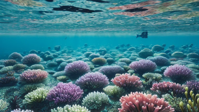((photorealism)), cinematic landscape scene, 32k quality. Sea of flowers in the underwater.