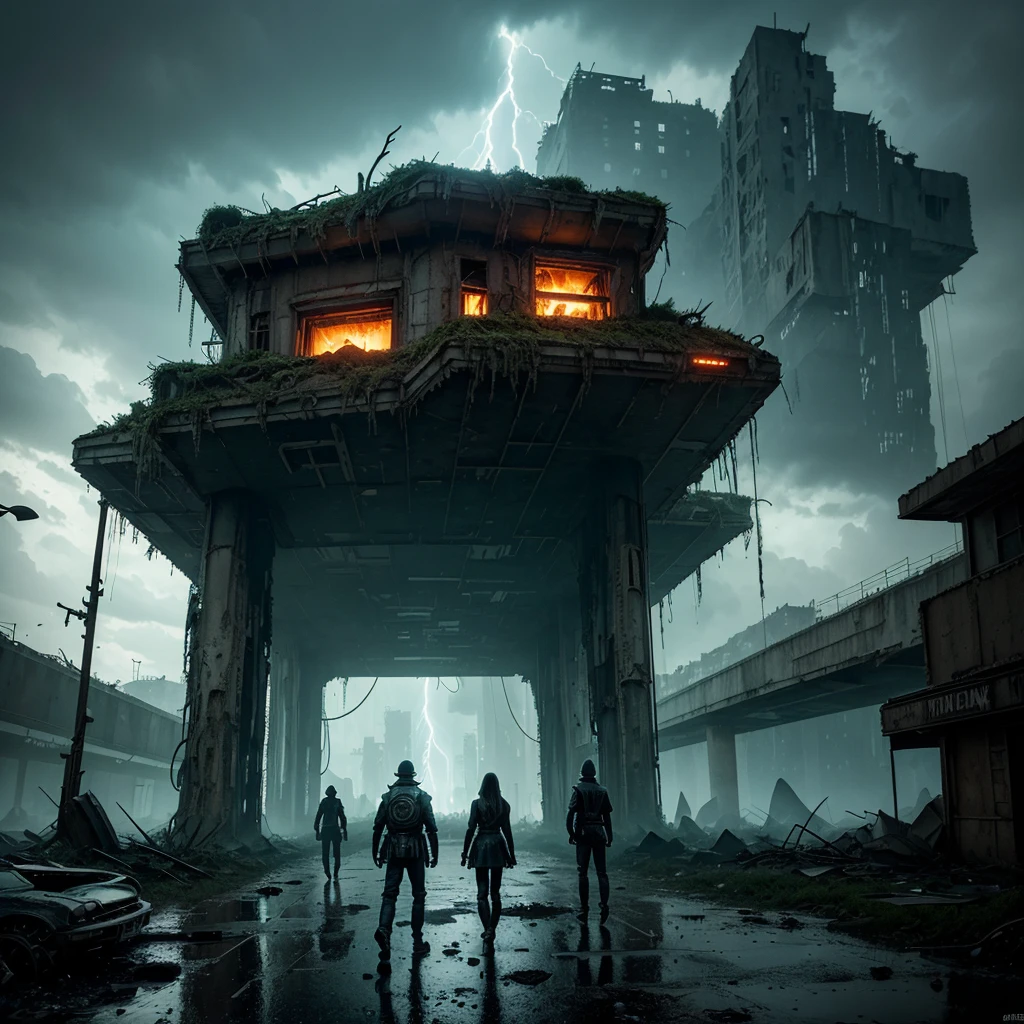 (best quality,4k,8k,highres,masterpiece:1.2),ultra-detailed,(realistic,photorealistic,photo-realistic:1.37),horror,concept artists,sci-fi,landscape,RGB color grading,dynamic lighting,night scene,Rick and Morty,alien creatures,creepy atmosphere,extraterrestrial environment,slimy textures,menacing tentacles,disturbingly realistic monsters,ominous shadows,dystopian cityscape,futuristic technology,foreboding sky,otherworldly architecture,dissonant color palette,interdimensional portal,humanoid figures with elongated limbs,unsettling expressions,shattered buildings,post-apocalyptic debris,crimson glow,abandoned streets,multilayered city,chaotic atmosphere,energy pulses,crackling electricity,torrential rainstorm,dramatic lightning strikes,heavy mist,murky reflections,ominous figures lurking in the shadows,uneasy tension,parallel dimensions,warped reality,rickety wooden sign,prohibitive warning,overgrown vegetation,ominous plants,enigmatic symbols,imposing gateway to unknown realms,ancient ruins,haunting echoes,void of silence,desolation and decay,cosmic horror,endless void,mysterious artifacts