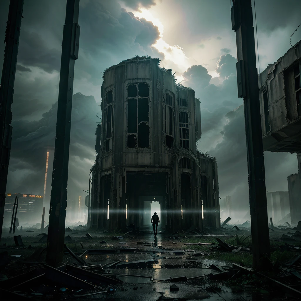 (best quality,4k,8k,highres,masterpiece:1.2),ultra-detailed,(realistic,photorealistic,photo-realistic:1.37),horror,concept artists,sci-fi,landscape,RGB color grading,dynamic lighting,night scene,Rick and Morty,alien creatures,creepy atmosphere,extraterrestrial environment,slimy textures,menacing tentacles,disturbingly realistic monsters,ominous shadows,dystopian cityscape,futuristic technology,foreboding sky,otherworldly architecture,dissonant color palette,interdimensional portal,humanoid figures with elongated limbs,unsettling expressions,shattered buildings,post-apocalyptic debris,crimson glow,abandoned streets,multilayered city,chaotic atmosphere,energy pulses,crackling electricity,torrential rainstorm,dramatic lightning strikes,heavy mist,murky reflections,ominous figures lurking in the shadows,uneasy tension,parallel dimensions,warped reality,rickety wooden sign,prohibitive warning,overgrown vegetation,ominous plants,enigmatic symbols,imposing gateway to unknown realms,ancient ruins,haunting echoes,void of silence,desolation and decay,cosmic horror,endless void,mysterious artifacts