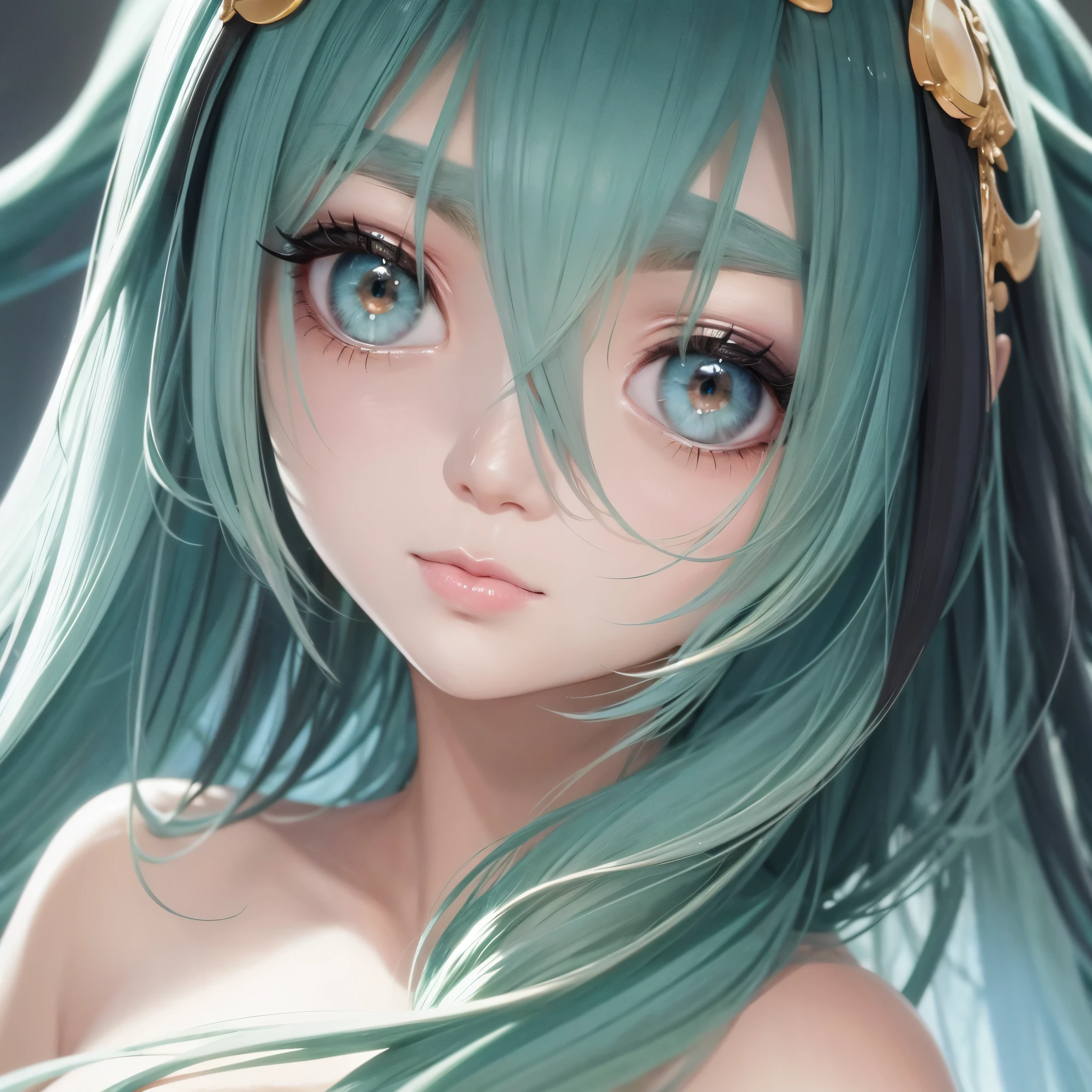 (best quality),(masterpiece:1.2), (colorful:0.9), clear sharp focus, model shot, (full body), (portrait goddess of spring:1.5), cute expression, elegant blue colored hair, beautiful detailed face and eyes, elegant goddess clothing, (futuristic natural background)