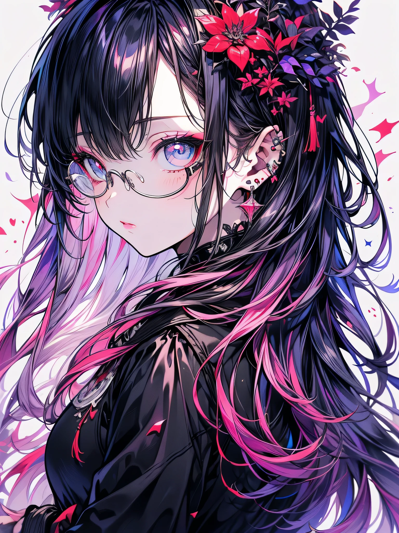(((Super detailed, 8K quality))),,hair above one eye, red eyes, clear eyes, open jacket,doctor style, 1 female, 22 years ago,reach out your hand、Not looking at the photographer、blue eye background,Looks comfortable、worthless costumes、Please come dressed in casual clothes.、UNIQLO Fashion、No decoration、No decoration included、no neckless,big and full breasts, (scarlet hair), long hair, purple eyes, wearing a white coat、researcher、Glasses、thin shirt,short skirt、ultra shorts、 (natural skin texture vivid details, surreal, (realistic detailed eyes, natural skin texture, realistic facial details), Depth of written boundary, Bokeh, vivid details, surreal, 35mm movie,lipstick, ear piercing, eye shadow, red pink lips, 多色のred eyes, purple theme,Wear an iridescent aura,beautiful eyes,purple carpet,hanging bangs,sit,Main colors are white and purple,((put one'put your hands behind your back'Came back)),black stockings、,please show me your butt、big ass,graduate school,graduate school、During the preparation of the drug,white background