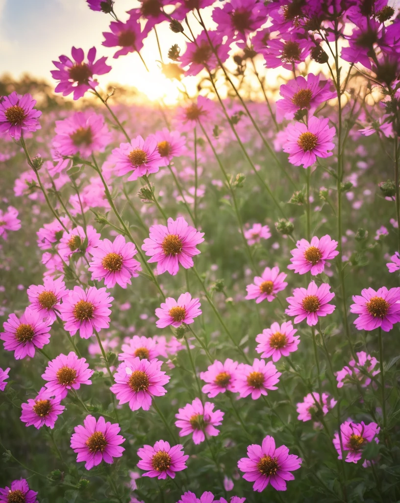 (best quality,4k,8k,highres,masterpiece:1.2),ultra-detailed,(realistic,photorealistic,photo-realistic:1.37),colorful flowers,fields of vibrant blossoms,dancing petals,fragrant blooms,tall grass swaying,warm sunlight filtering through the trees,soft breeze,rays of light illuminating the scene,peaceful atmosphere,picturesque landscape,blue sky with fluffy clouds,bees buzzing around,delicate petals gently falling to the ground,impressive array of colors,embrace of nature's beauty,spectacular abundance of flowers,lush greenery,serene and captivating,photography,bokeh,romantic impressionist style,dreamy pastel tones,golden hour lighting.