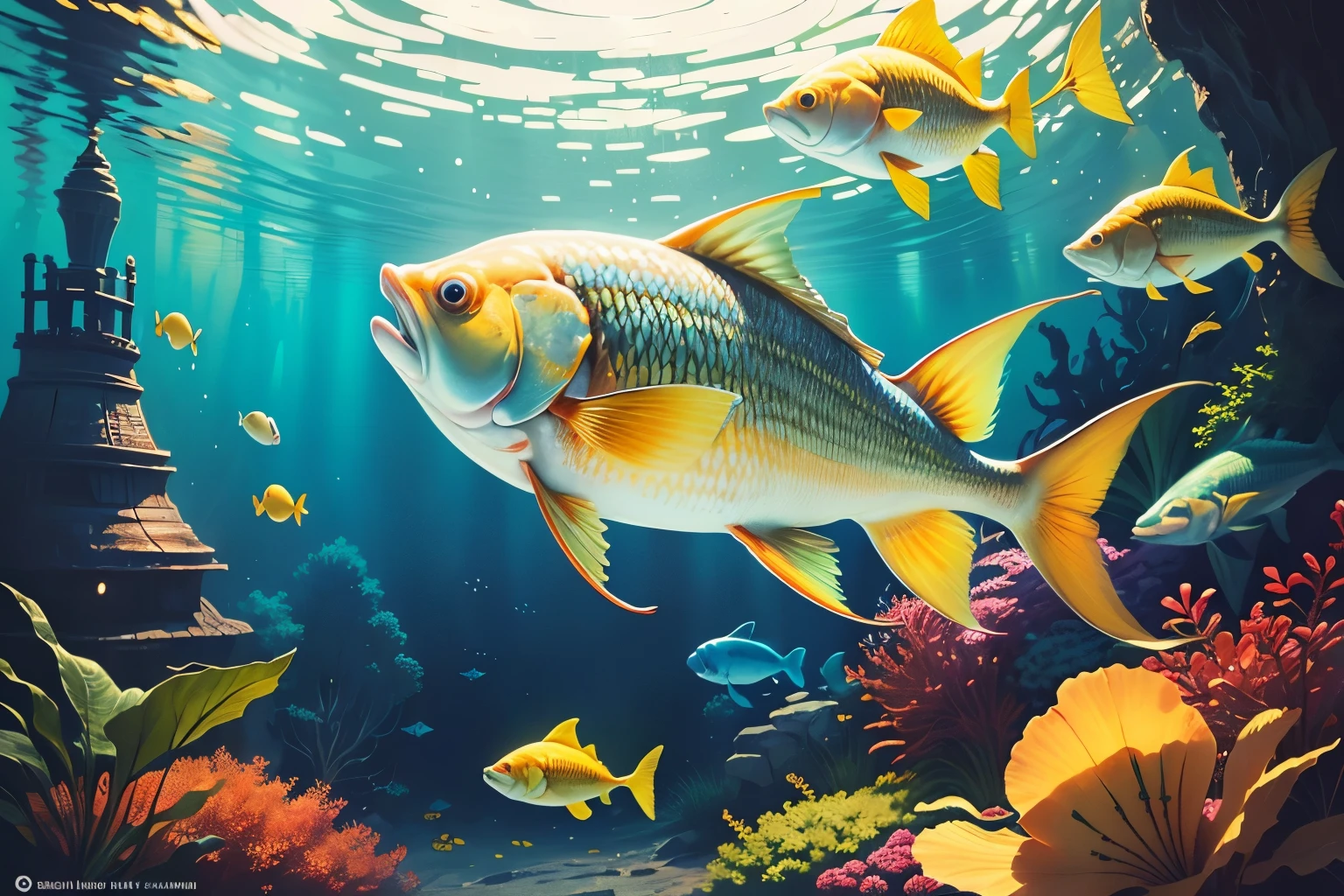 ((melhor qualidade)), ((obra de arte)), (detalhado), peixe dourado, estilo desenho da disney