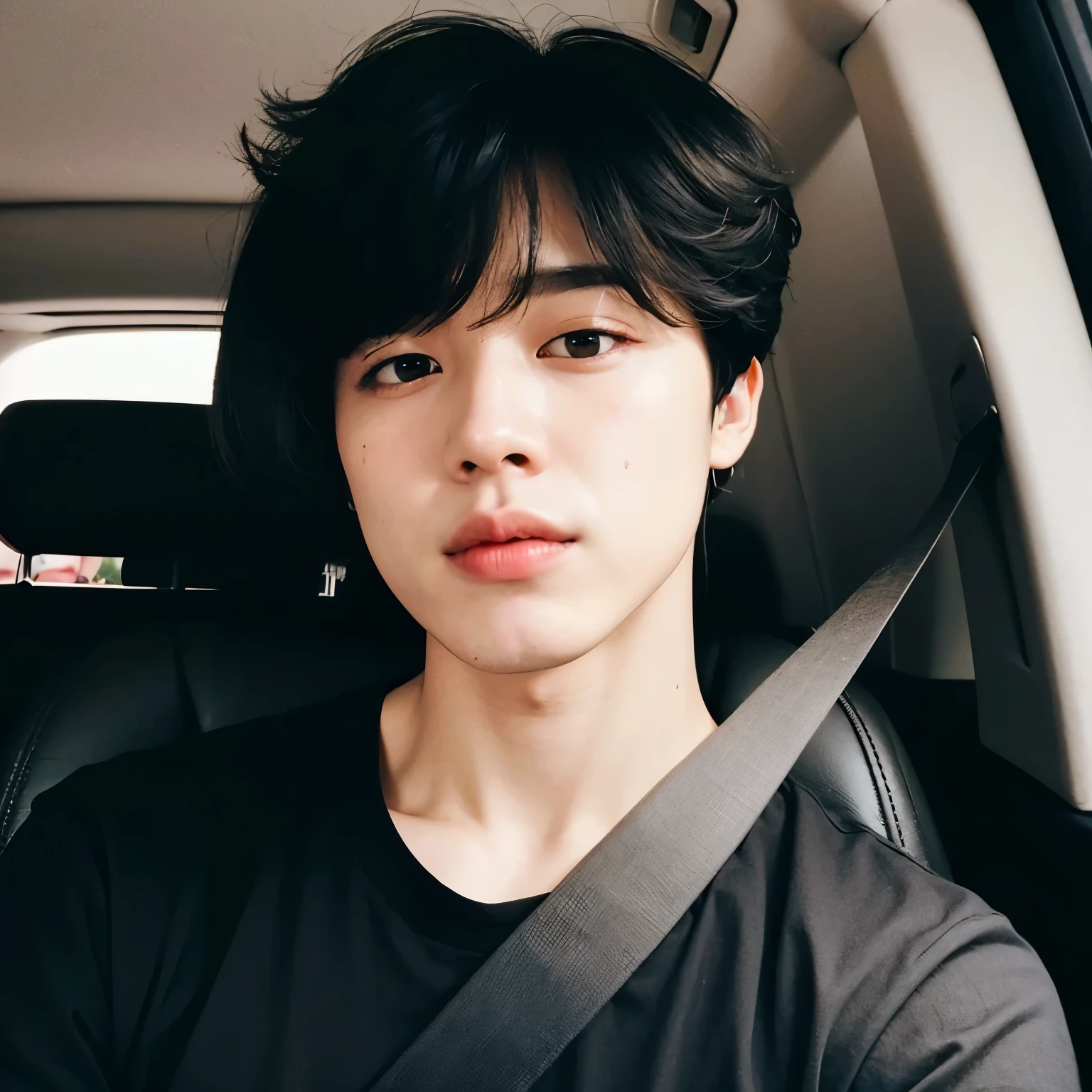 Homem em um carro com camisa preta e gravata preta, Jimin\the full lips, park Jimin, accurate Jimin face, Jimin, Jimin\o nariz grego, Jung Jaehyun, Jimin\the right eyelid is swollen, Kim Doyoung, taejune kim, hyung tae, Ulzzang masculino, profile picture with headshot, adorable and pale korean face