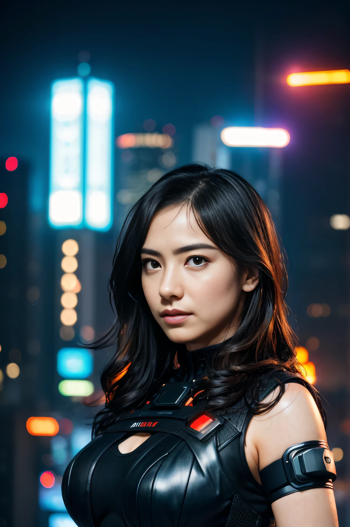 Angela is a beautiful 30 year old woman, wavy hair, fine eyes, detailed face, high detail skin, Strong compact body, Dressed in sexy futuristic cyberpunk clothes, Futuristic cyberpunk cthaty background, foggy, Wet, that'it's raining, A masterpiece of the highest qualthaty, realistic pictures, intricately detailed, 8k, HDR, shallow depth of field, wide light, high contrast, Backlight, light flare, chromatic aberration, sharp focus, RAW color photo, looking at camera, various poses