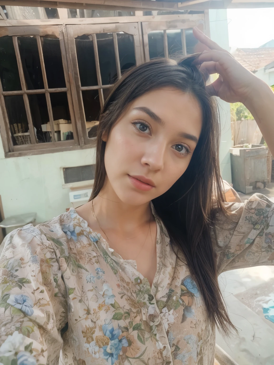 A girl, turn this image into realistic, the face should be exactly the same with reference image