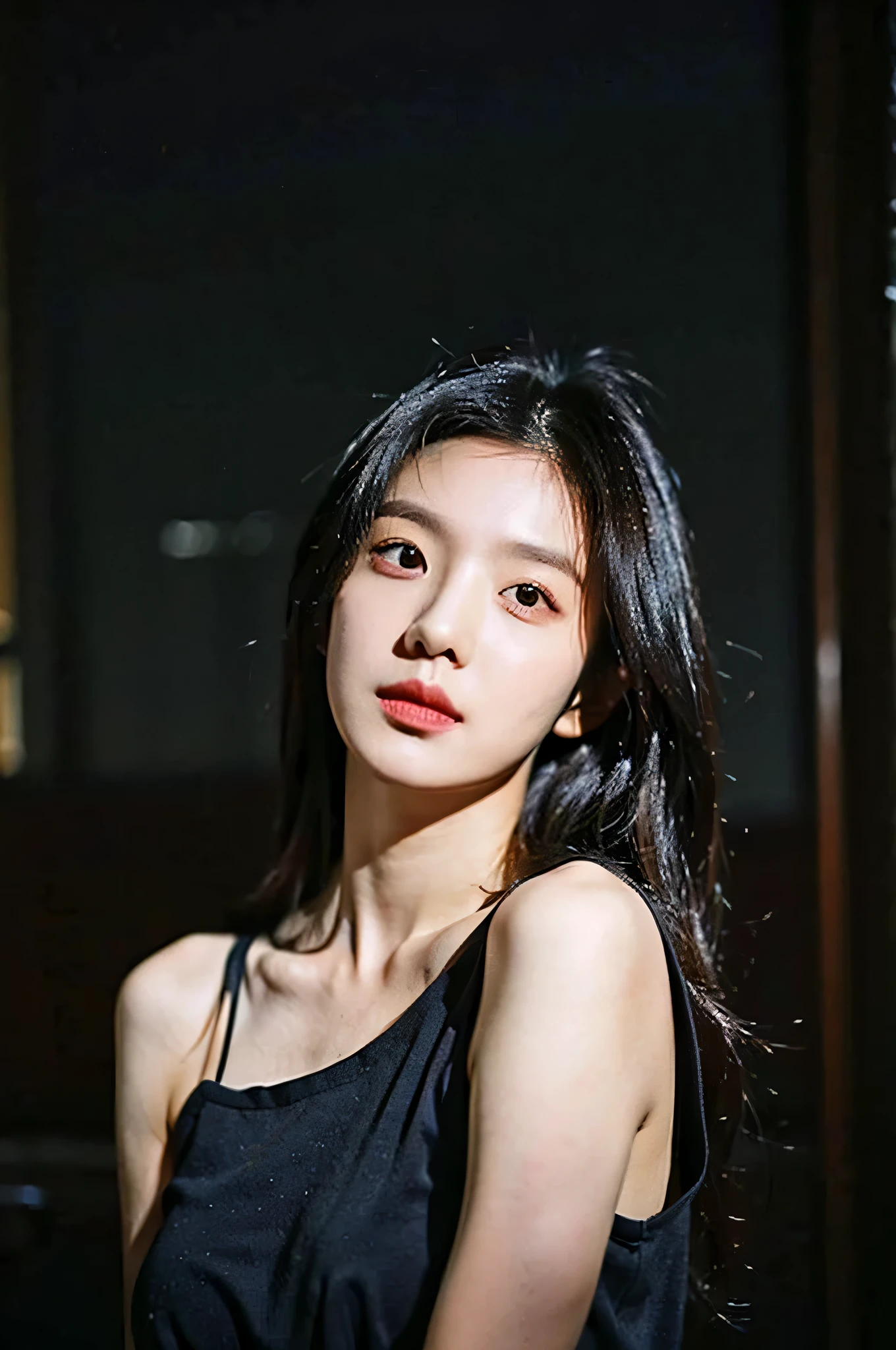 Woman posing for a photo wearing a black top and black dress, young asian woman, korean artist, Young and cute Caucasian Asian face, Jaeyeon Nam, Beautiful young Korean woman, common ratio, Portrait of a Korean female idol, Jinyoung Shin, beautiful korean girl, Portrait of Blackpink Josh, Heonhwa Choi, Gorgeous young Korean woman
