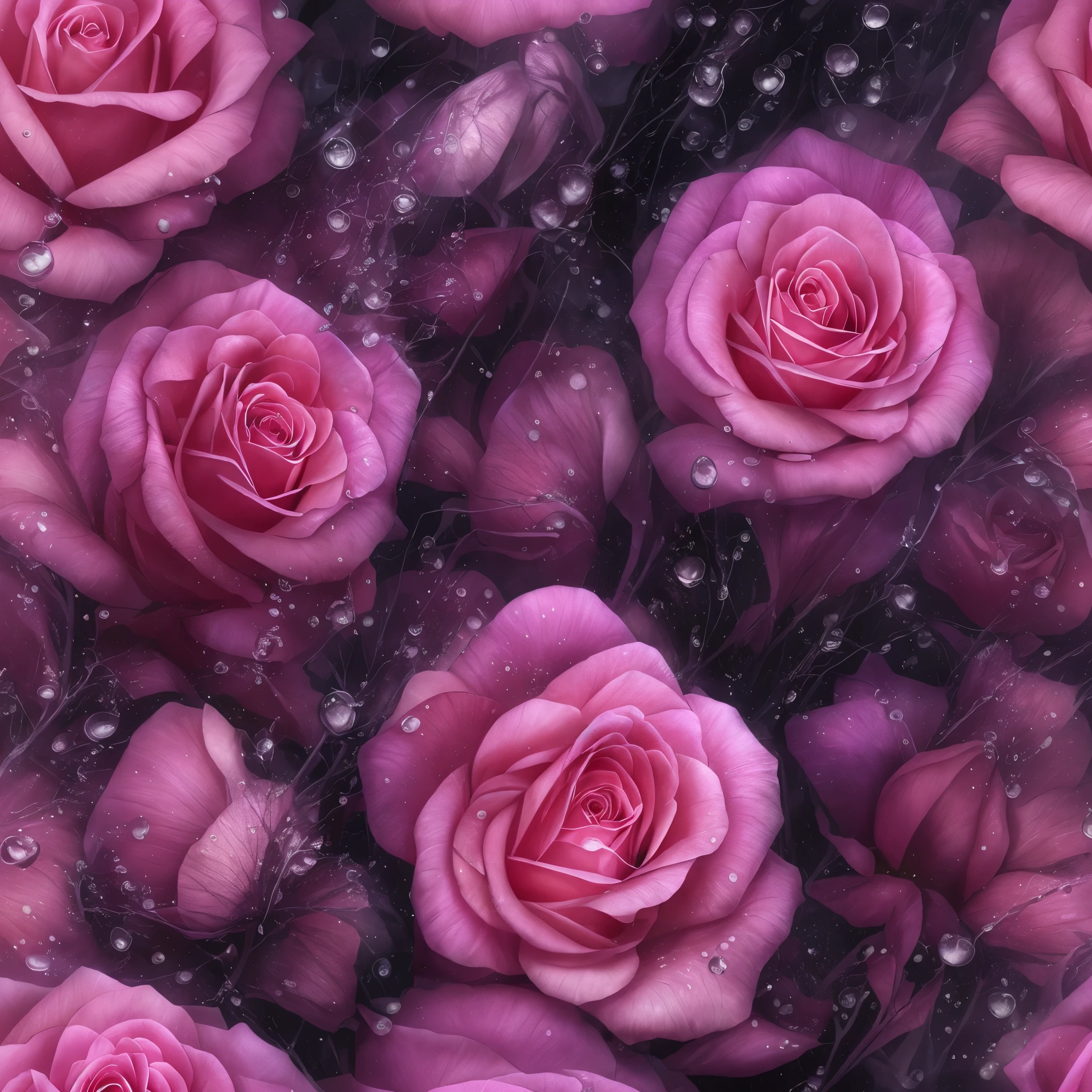three pink roses with water droplets on them in the dark, a digital painting by Nene Thomas, trending on deviantart, romanticism, roses, beautiful!!! digital art, 🌺 cgsociety, .highly realistic, beautiful depiction, ✏️🎨, detailed flowers, beautiful gorgeous digital art, beautiful digital art, rosses, beautiful!!!!!!!!!, beautiful shading, very beautiful digital art