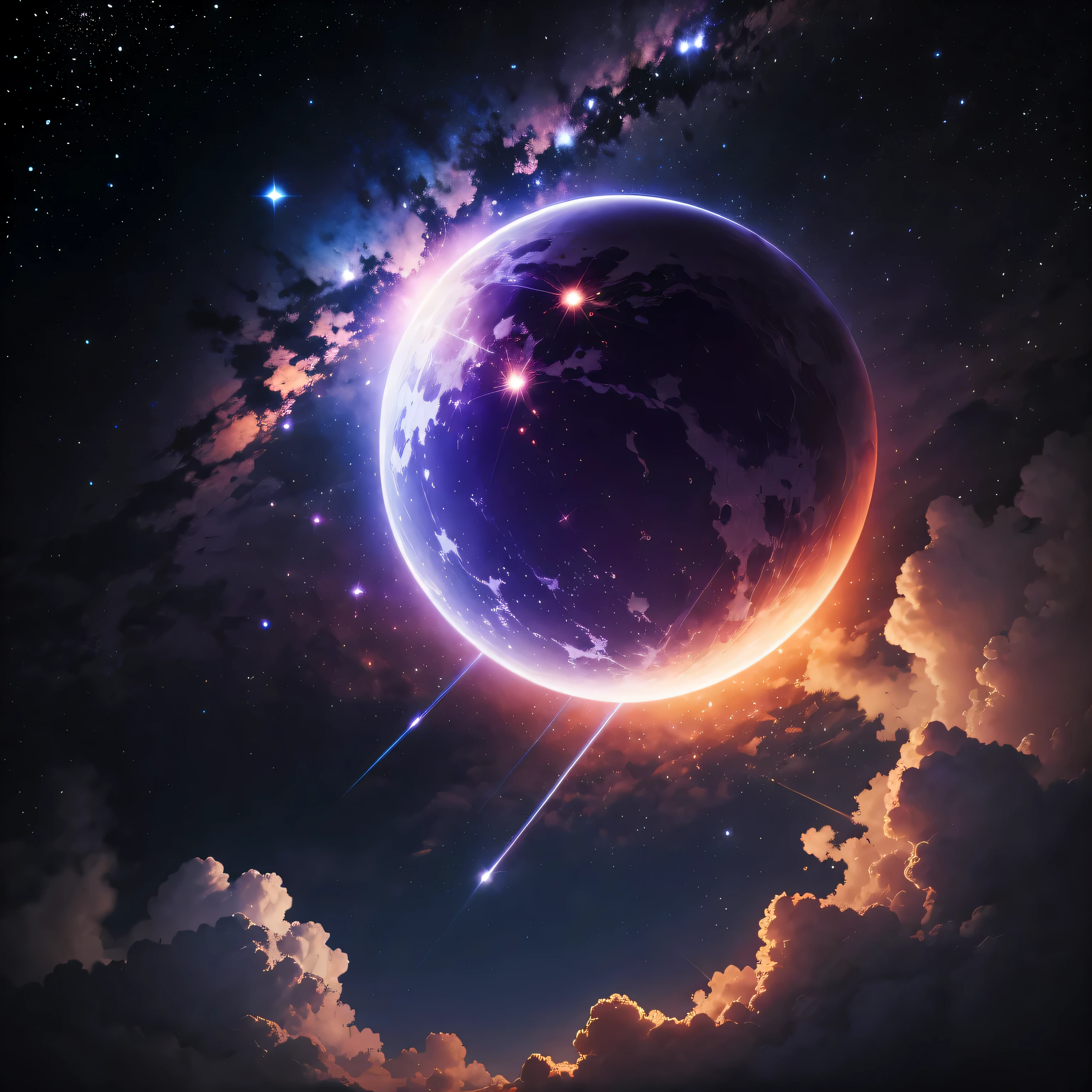 Purple planet，A sky full of stars 