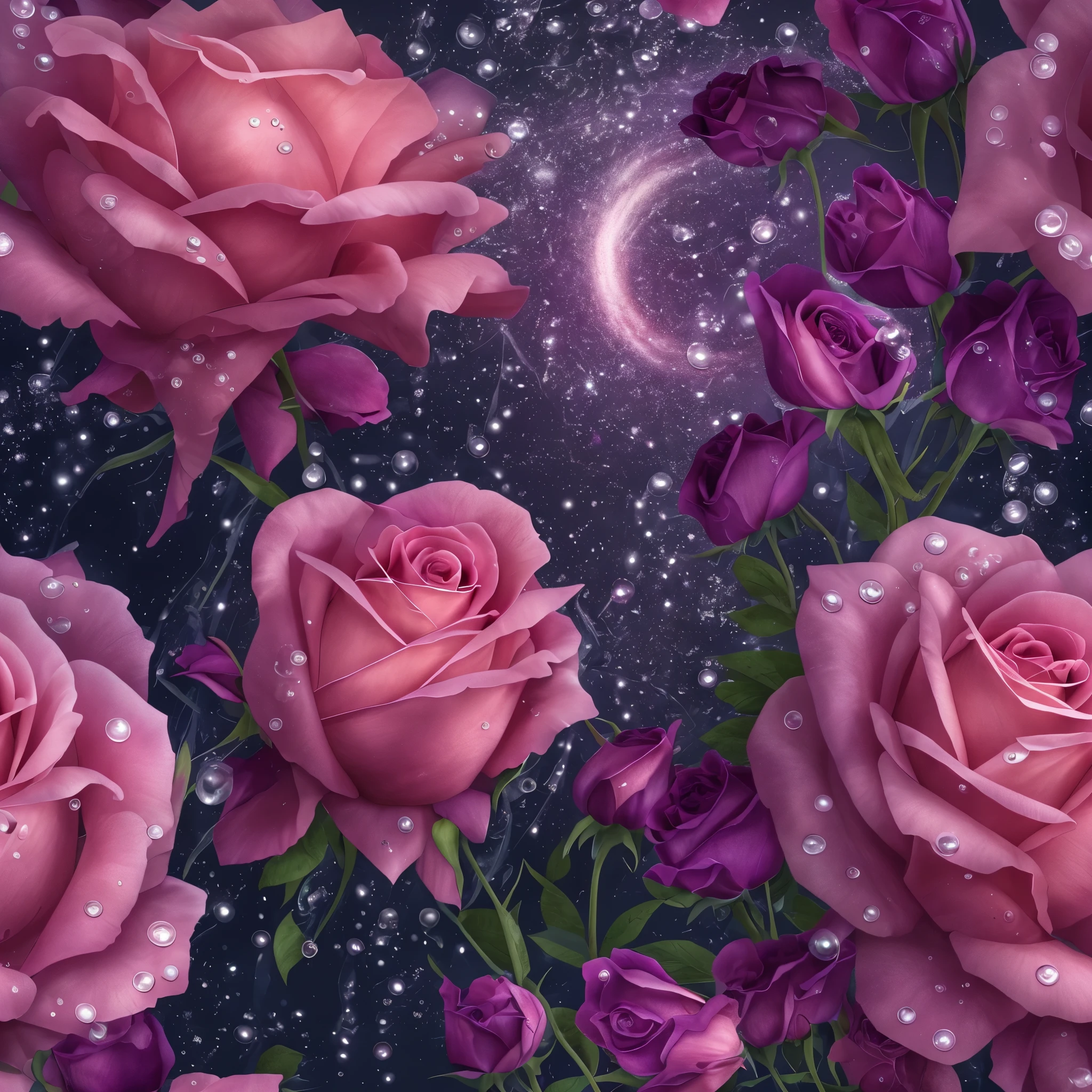 three pink roses with water droplets on them in the dark, roses, beautiful!!! digital art, 🌺 cgsociety, .highly realistic, beautiful depiction, ✏️🎨, detailed flowers, beautiful gorgeous digital art, beautiful digital art, rosses, beautiful!!!!!!!!!, beautiful shading, detailed!!!!!!!, very beautiful digital art, gorgeous digital art, beautiful illustration
