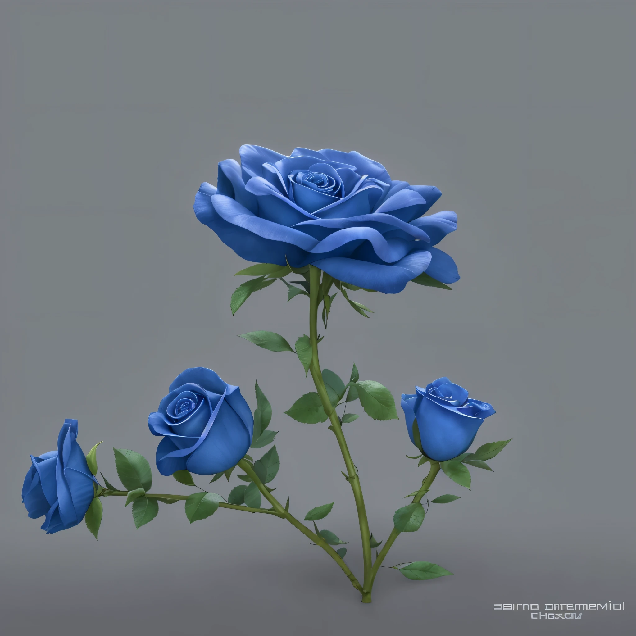 a blue rose with leaves and a stem on a black background, digital art by Alexander Kucharsky, trending on cgsociety, fantasy art, blue rose, beautiful!!! digital art, rendering a blue rose, glowing blue, ๐บ cgsociety, translucent roses ornate, gorgeous digital art, glowing delicate flower, glowing blue veins, beautiful gorgeous digital art, beautiful!!!!!!!!!
