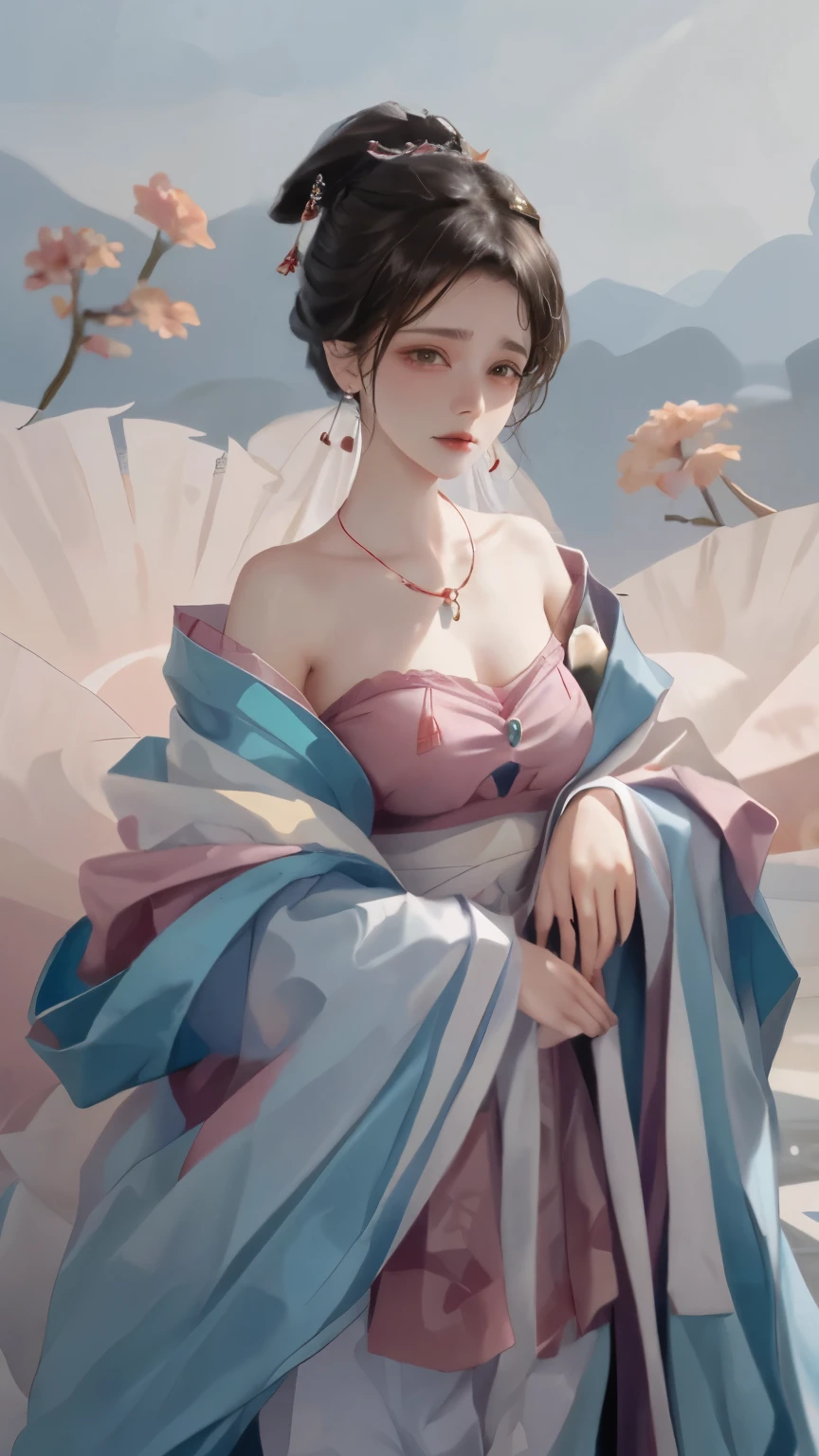 girl alone,OK,shave your shoulders,pine drum,The pleats of the shirt are faded,There is a legacy of spring sleep。Han Feng, 8k,emphasize,Depth of field - automatic