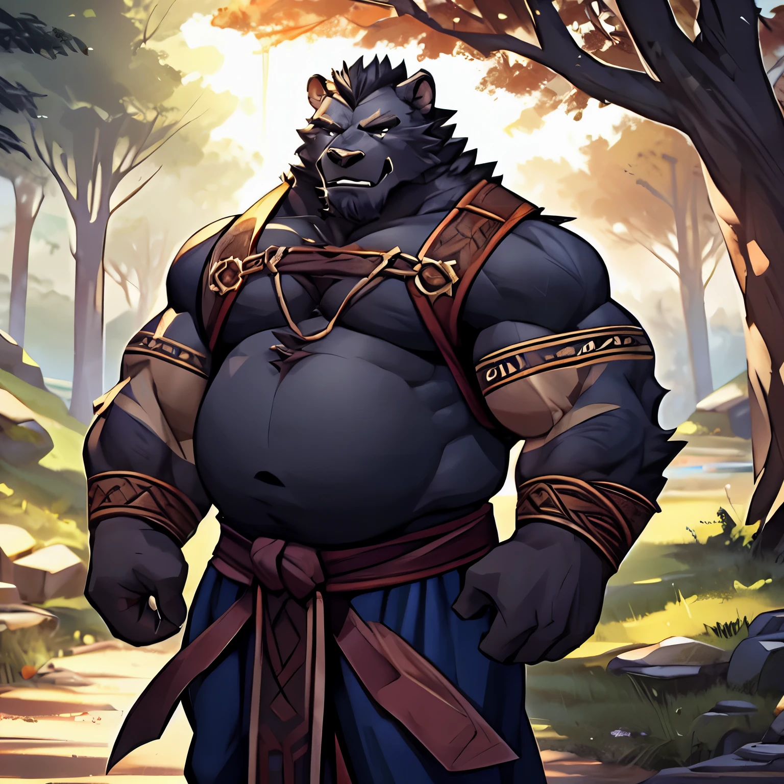 Alone, ORCBEAR, Male, muscle, intestinal muscle, big belly, calnçan, large, Male mature, old.