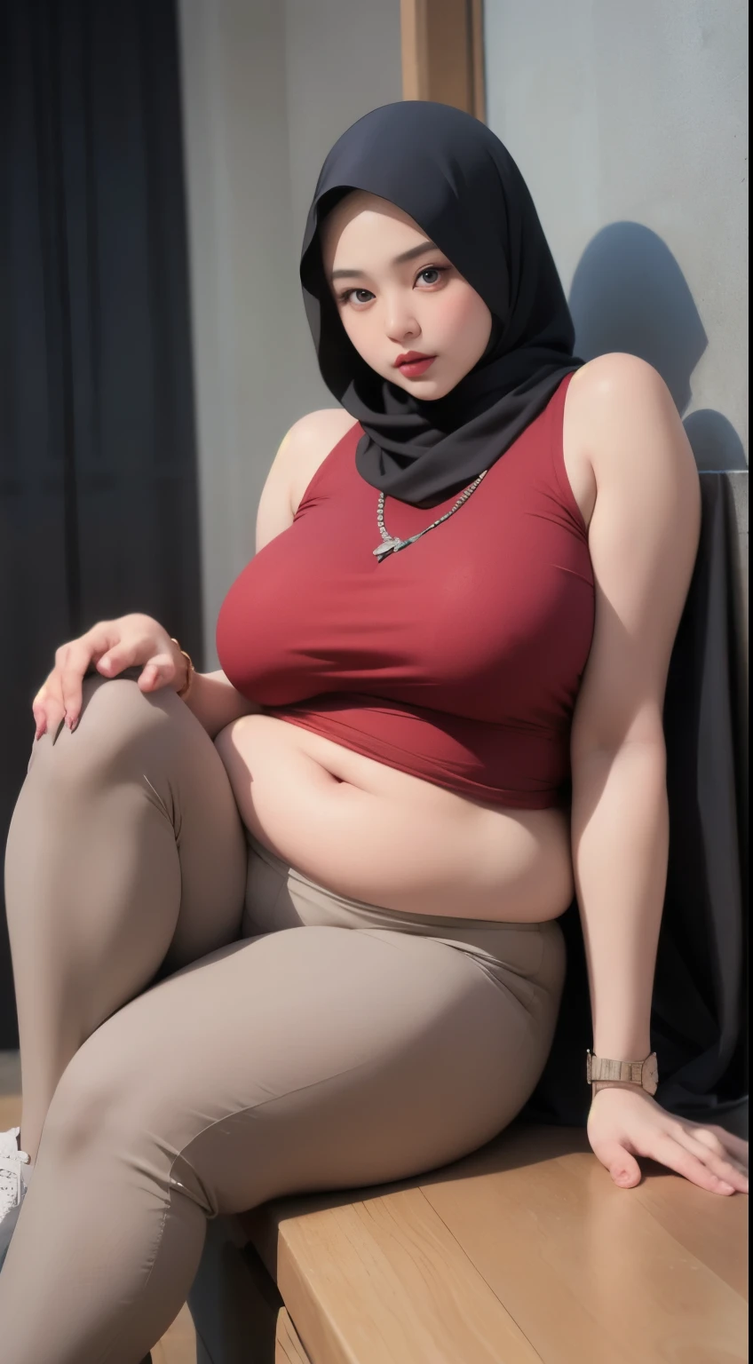 ((best quality)), ((masterpiece)), (detailed), perfect face, araffe woman thick and thight long pants posing for a picture, curvy model,, curvy hourglass figure, sexy longest hand t-shirt, thicc, beautiful full body shot, soft curvy shape, in a longest hand t-shirt, a beautiful woman , bbwchan, , armpits, there is a old woman posing in a dark room with a maroon burka clothes , 43 years old, thick body, beautiful thick female, wide hips, thick legs, she has a jiggly fat round belly, thick thighs, curvy hourglass figure, thicc, curvy model, widest hips, hyperrealistic full figure, bbwchan, voluptuous body, thick, tattooed body, tattooed hands, hena on arm, hena in belly, Burka girl, muslim clothes, 43 years old woman. Burka chubby woman, chubby cheeks, wearing a sneakers, bob hairstyle, thick neck, short neck, there is a woman random pose red-brown hijab, bbwchan, thicc, brown hijab outfit, brown hijab fashion model, korean girl, korean woman, wearing brown robe, full length shot, alluring plus sized model, japanese goddess, clothed in hooded, voluptuous and arousing, portrait shot, curvy model, voluptuous body, wonderful, nene tanaka body , bbwchan, The overall atmosphere is smooth , haunting illustrations, extremely high-resolution details, photographic, realism pushed to extreme, fine texture, 4k, ultra-detailed, high quality, high contrast, red sneakers , cold atmosphere ,, 8k resolution , ultra-detailed resolution , wearing long thight pants, random pose with full body , full body, diamond necklace , wearing a watch , thick arm, thick cheeks , wearing a gold Bracelet