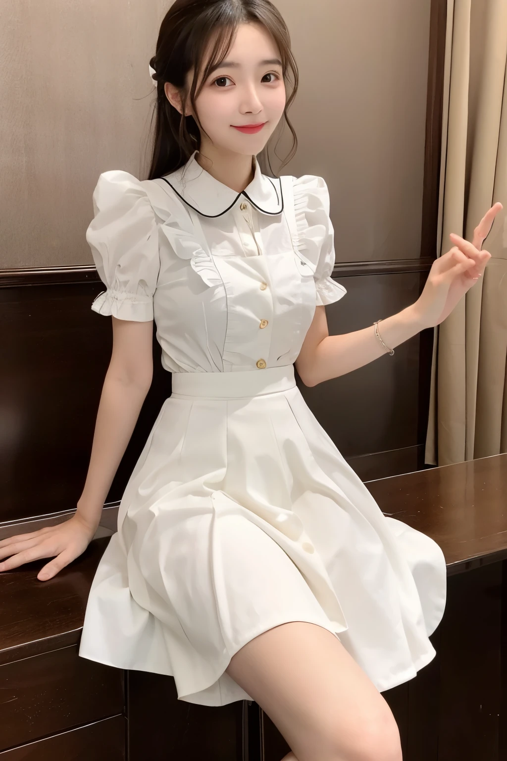Knee length skirt fluttering fluttering girl baby face ta maid