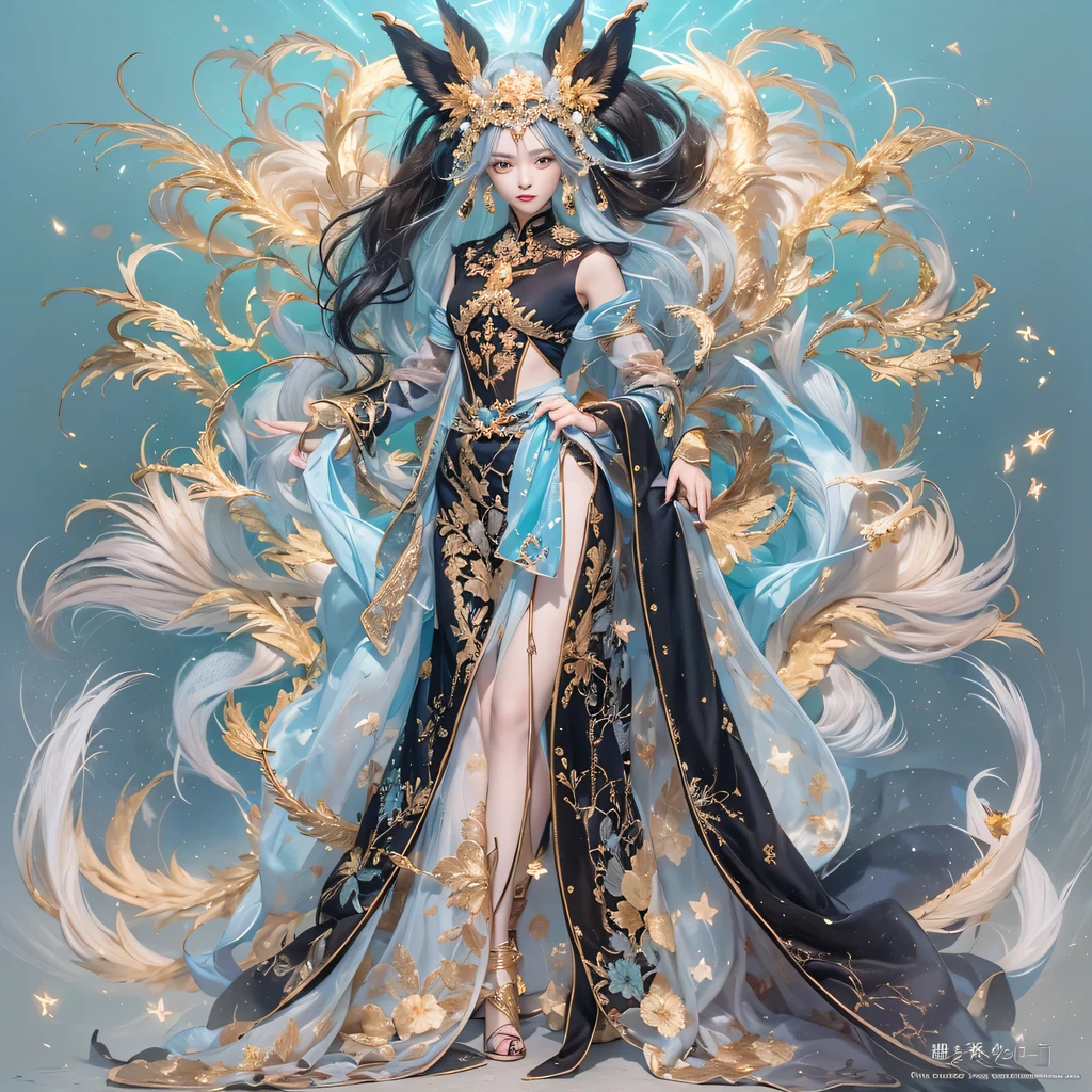 Feitian Nine Tails Light Blue Celestial Master Flame Hairy Fox Star，novel，Torch Night Black Gold Orange Snake Print Silk Trousers，Rouge Diamond Tulle Sheer Lizard Print，Fat girl flying in space in the snow 1:900 miniatures，Front view，pure transparency，put on boxing gloves，Wear gold-framed reflective sunglasses，Panoramic super wide angle，very happy，Authentic and delicate texture，Strong visual impact，Super detailed，dream girl，delicate face型，beautiful eyes，Hair floating in the air， Cherry style，Zhou Xiaotong，crystal clear，Good sense of perspective，Light and shadow effects，16K smooth，surface reflected light，flowing black hair，Water Goddess 32K，complicated，grace，Very detailed，magnificent，digital photography，Autumn Cowboy Shooting，Surrealism，broken ruby，defeat magic，Water magic entanglement，（masterpiece，movie lighting，beautiful eyes：1.2），high dynamic range，void 5 energy storm，(china 1 girl，black eyes:1.5），rouge skin，glowing skin，(sit on stone：1.5），delicate face，black hair，Put on gorgeous golden armor，take off shoulders，，short skirt，beautiful golden armor，it&#39;It&#39;s raining，beautiful big breasts，looking at the audience，Turn your back to the camera，masterpiece，side,side portrait close-up