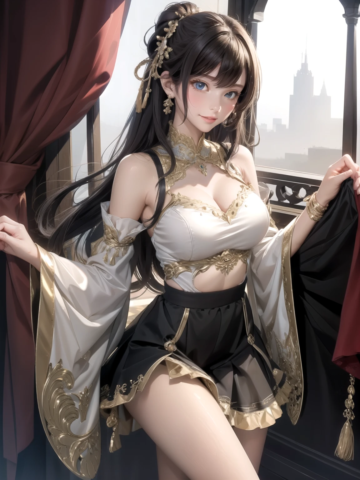 highest quality, excellent details, ultra high resolution, (fidelity: 1.4), best illustrations, Favor details, condensed 1girl, With a delicate and beautiful face, delicate clavicle, high quality fishtail skirt, Shyness