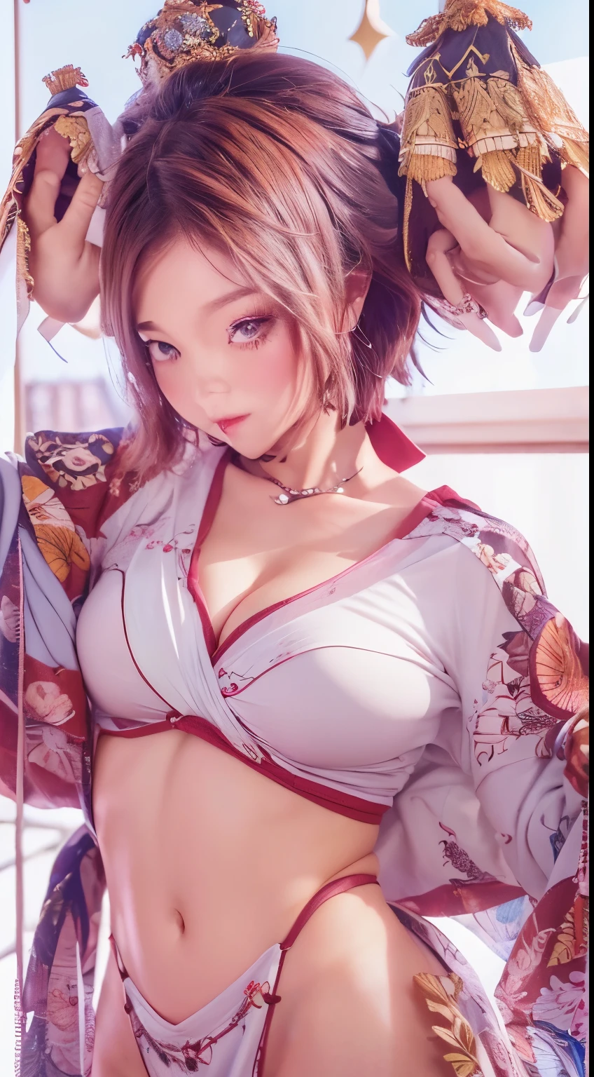 NSFW,((highest quality, 8k, masterpiece :1.3)), 1 girl, pretty woman with thin abs :1.3, (medium short hair, huge breasts :1.2), pajamas:1.1, super detailed face, fine eyes, 