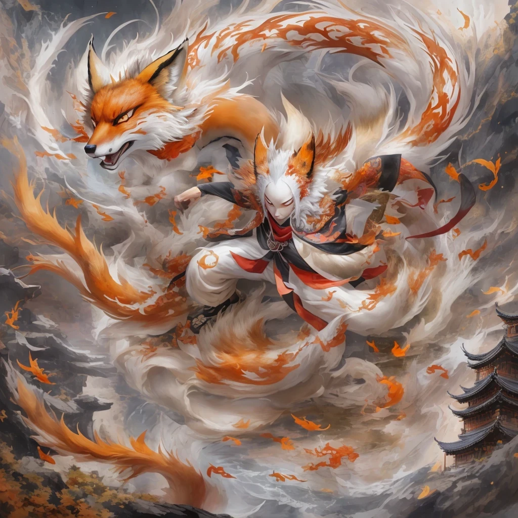 Nine-tailed fox 32k,red and white仙魔界, Chance encounter with Liu Hanshu, He saw his old self in him, Decided to accept him as a disciple, teach him how to protect himself, But because of the hidden star map, Phoenix and the Liu family、Jade Sword Sect builds relationships, Beginning with the death of Liu Hanshu, Qin Yu embarked on the road of confrontation with powerful enemies, work hard, make yourself stronger, Stick to your core path of justice, (nine-tailed fox)eyes full of anger,red and whitenine-tailed fox握緊了拳頭,dash forward,Give the opponent a fatal blow,full body lesbian,Full body nine-tailed fox male mage 32k(傑作canyon超HD)Phoenix(canyon)climb the streets, explosion scene(nine-tailed fox), (dragon), nine-tailed fox憤怒的戰鬥姿態, looking at the ground, batik linen headscarf, 中國red and white圖案長袖服裝, canyonred and whitenine-tailed fox(abstract acrylic splash:1.2)red and white(realistically:1.4),black hair,flour fluttering,rainbow background, high resolution, detail, RAW photos, Sharp Re, Nikon D850 film photo by Jefferies Lee 4 Kodak Portra 400 camera F1.6 guns, colorful, Ultra-realistic and vivid textures, dramatic lighting, Unreal Engine Art Station Trend, Sinest 800,red and white飄逸的霧氣,(((叢林canyon)))The injured line up in the street(OK)climb the streets,Movie Master Instant Image Quality(masterpiece,HD,Ultra high quality,32k) (linen batik scarf), fighting stance, looking at the ground, Linen bandana, 中國nine-tailed fox圖案長袖服裝, 早上的nine-tailed fox(Abstract gouache splash:1.2), dark clouds lightning background,sprinkling