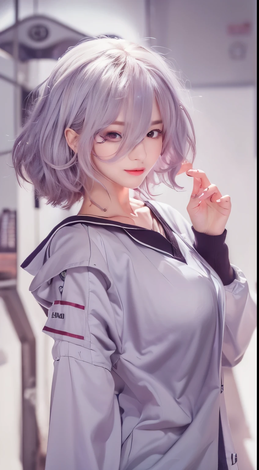 NSFW,((highest quality, 8k, masterpiece :1.3)), 1 girl, pretty woman with thin abs :1.3, (medium short hair, huge breasts :1.2), pajamas:1.1, super detailed face, fine eyes,