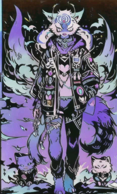 solo, 1boy,「white hair,cerulean blue」{{nighthawk mask}},  There&#39;s a man wearing a costume, fox tail farson!!!!, furry farson, furry characters, furry anime, costume!!!!, female Farson, furry paws furry, Furry shots, the furry  is running, there is nothing, very hairy, furry artist, upright, {{{Anthropomorphic Nue}}} virtual youtuber, full body