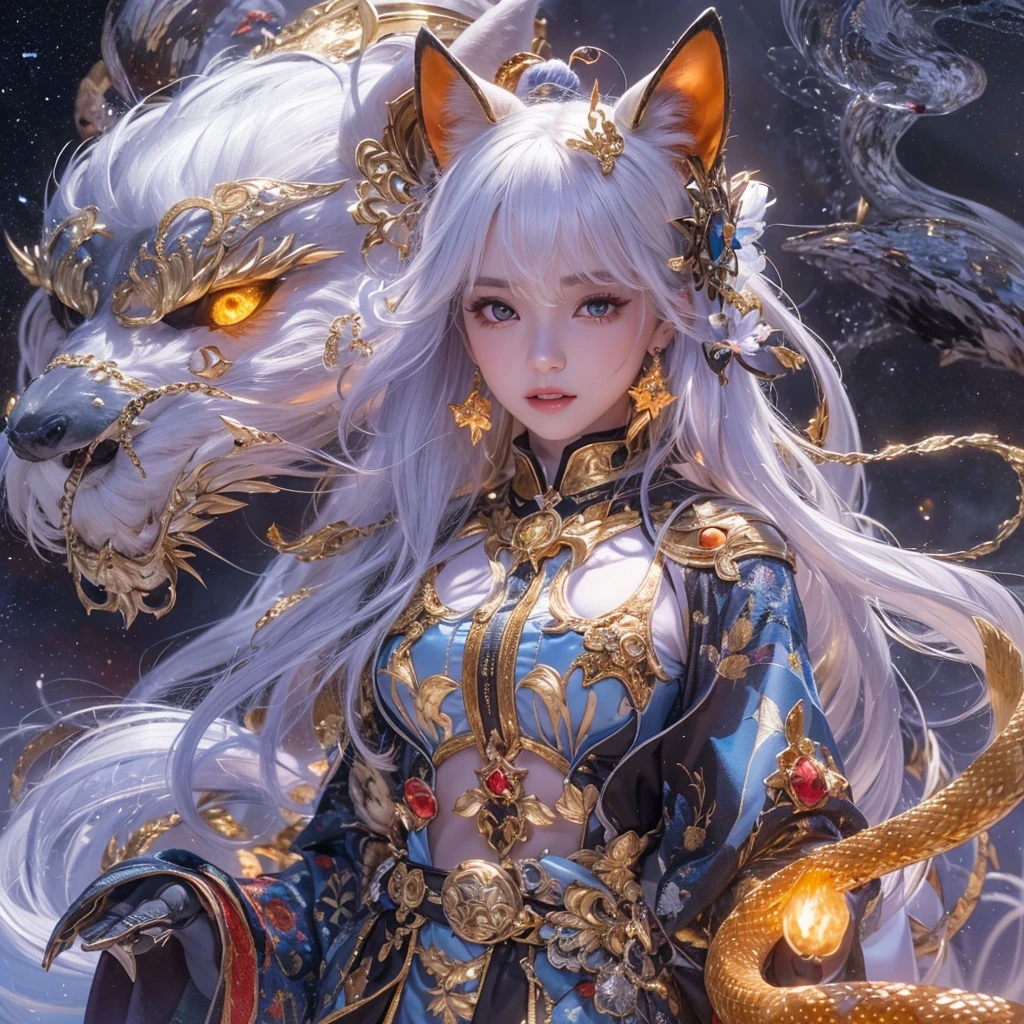 Feitian Nine Tails Light Blue Celestial Master Flame Hairy Fox Star,novel,Torch Night Black Gold Orange Snake Print Silk Trousers,Rouge Diamond Tulle Sheer Lizard Print,Fat girl flying in space in the snow 1:900 miniatures,Front view,pure transparency,put on boxing gloves,Wear gold-framed reflective sunglasses,Panoramic super wide angle,very happy,Authentic and delicate texture,Strong visual impact,Super detailed,dream girl,delicate face型,beautiful eyes,Hair floating in the air, Cherry style,Zhou Xiaotong,crystal clear,Good sense of perspective,Light and shadow effects,16K smooth,surface reflected light,flowing black hair,Water Goddess 32K,complicated,grace,Very detailed,magnificent,digital photography,Autumn Cowboy Shooting,Surrealism,broken ruby,defeat magic,Water magic entanglement,(masterpiece,movie lighting,beautiful eyes:1.2),high dynamic range,void 5 energy storm,(china 1 girl,black eyes:1.5),rouge skin,glowing skin,(sit on stone:1.5),delicate face,black hair,Put on gorgeous golden armor,take off shoulders,,short skirt,beautiful golden armor,it'It's raining,beautiful big breasts,looking at the audience,Turn your back to the camera,masterpiece,side,side portrait close-up
