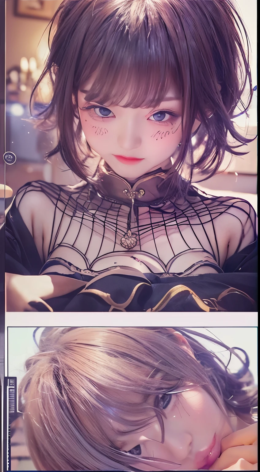 NSFW,((highest quality, 8k, masterpiece :1.3)), 1 girl, pretty woman with thin abs :1.3, (medium short hair, huge breasts :1.2), pajamas:1.1, super detailed face, fine eyes, outside,