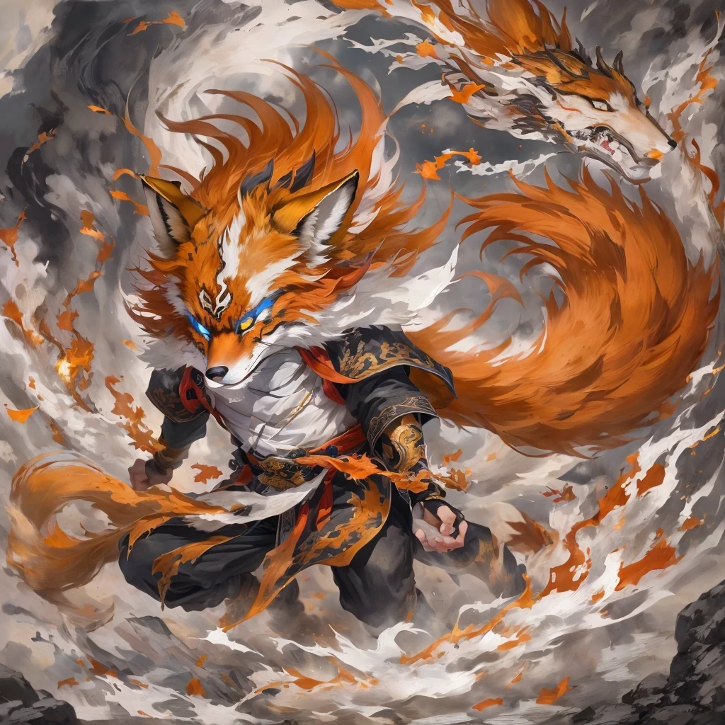 Nine-tailed fox 32k,red and white仙魔界, Chance encounter with Liu Hanshu, He saw his old self in him, Decided to accept him as a disciple, teach him how to protect himself, But because of the hidden star map, Phoenix and the Liu family、Jade Sword Sect builds relationships, Beginning with the death of Liu Hanshu, Qin Yu embarked on the road of confrontation with powerful enemies, work hard, make yourself stronger, Stick to your core path of justice, (nine-tailed fox)eyes full of anger,red and whitenine-tailed fox握緊了拳頭,dash forward,Give the opponent a fatal blow,full body lesbian,Full body nine-tailed fox male mage 32k(傑作canyon超HD)Phoenix(canyon)climb the streets, explosion scene(nine-tailed fox), (dragon), nine-tailed fox憤怒的戰鬥姿態, looking at the ground, batik linen headscarf, 中國red and white圖案長袖服裝, canyonred and whitenine-tailed fox(abstract acrylic splash:1.2)red and white(realistically:1.4),black hair,flour fluttering,rainbow background, high resolution, detail, RAW photos, Sharp Re, Nikon D850 film photo by Jefferies Lee 4 Kodak Portra 400 camera F1.6 guns, colorful, Ultra-realistic and vivid textures, dramatic lighting, Unreal Engine Art Station Trend, Sinest 800,red and white飄逸的霧氣,(((叢林canyon)))The injured line up in the street(OK)climb the streets,Movie Master Instant Image Quality(masterpiece,HD,Ultra high quality,32k) (linen batik scarf), fighting stance, looking at the ground, Linen bandana, 中國nine-tailed fox圖案長袖服裝, 早上的nine-tailed fox(Abstract gouache splash:1.2), dark clouds lightning background,sprinkling