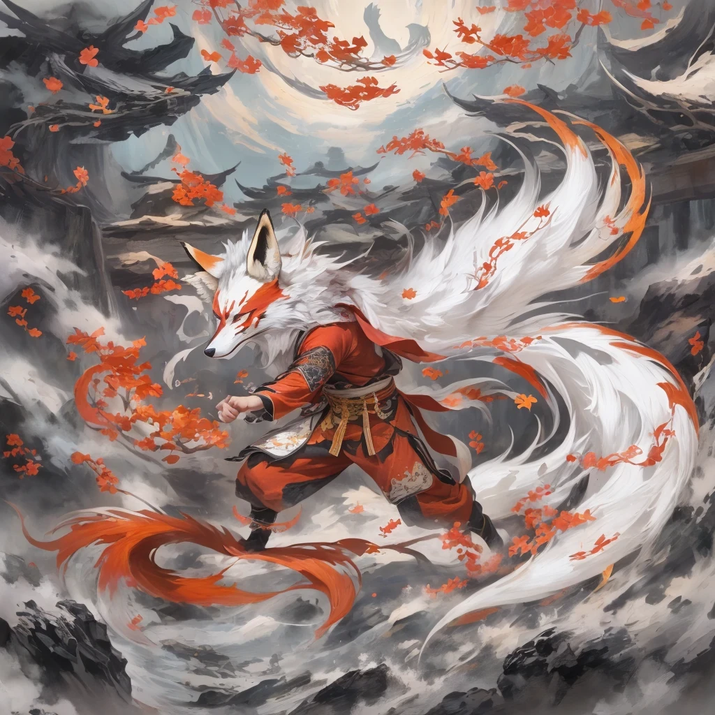 Nine-tailed fox 32k,red and white仙魔界, Chance encounter with Liu Hanshu, He saw his old self in him, Decided to accept him as a disciple, teach him how to protect himself, But because of the hidden star map, Phoenix and the Liu family、Jade Sword Sect builds relationships, Beginning with the death of Liu Hanshu, Qin Yu embarked on the road of confrontation with powerful enemies, work hard, make yourself stronger, Stick to your core path of justice, (nine-tailed fox)eyes full of anger,red and whitenine-tailed fox握緊了拳頭,dash forward,Give the opponent a fatal blow,full body lesbian,Full body nine-tailed fox male mage 32k(傑作canyon超HD)Phoenix(canyon)climb the streets, explosion scene(nine-tailed fox), (dragon), nine-tailed fox憤怒的戰鬥姿態, looking at the ground, batik linen headscarf, 中國red and white圖案長袖服裝, canyonred and whitenine-tailed fox(abstract acrylic splash:1.2)red and white(realistically:1.4),black hair,flour fluttering,rainbow background, high resolution, detail, RAW photos, Sharp Re, Nikon D850 film photo by Jefferies Lee 4 Kodak Portra 400 camera F1.6 guns, colorful, Ultra-realistic and vivid textures, dramatic lighting, Unreal Engine Art Station Trend, Sinest 800,red and white飄逸的霧氣,(((叢林canyon)))The injured line up in the street(OK)climb the streets,Movie Master Instant Image Quality(masterpiece,HD,Ultra high quality,32k) (linen batik scarf), fighting stance, looking at the ground, Linen bandana, 中國nine-tailed fox圖案長袖服裝, 早上的nine-tailed fox(Abstract gouache splash:1.2), dark clouds lightning background,sprinkling