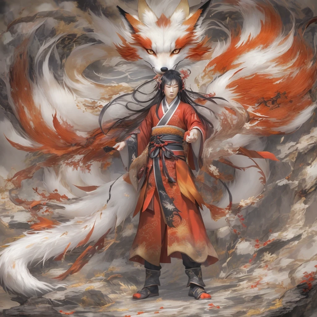 Nine-tailed fox 32k,red and white仙魔界, Chance encounter with Liu Hanshu, He saw his old self in him, Decided to accept him as a disciple, teach him how to protect himself, But because of the hidden star map, Phoenix and the Liu family、Jade Sword Sect builds relationships, Beginning with the death of Liu Hanshu, Qin Yu embarked on the road of confrontation with powerful enemies, work hard, make yourself stronger, Stick to your core path of justice, (nine-tailed fox)eyes full of anger,red and whitenine-tailed fox握緊了拳頭,dash forward,Give the opponent a fatal blow,full body lesbian,Full body nine-tailed fox male mage 32k(傑作canyon超HD)Phoenix(canyon)climb the streets, explosion scene(nine-tailed fox), (dragon), nine-tailed fox憤怒的戰鬥姿態, looking at the ground, batik linen headscarf, 中國red and white圖案長袖服裝, canyonred and whitenine-tailed fox(abstract acrylic splash:1.2)red and white(realistically:1.4),black hair,flour fluttering,rainbow background, high resolution, detail, RAW photos, Sharp Re, Nikon D850 film photo by Jefferies Lee 4 Kodak Portra 400 camera F1.6 guns, colorful, Ultra-realistic and vivid textures, dramatic lighting, Unreal Engine Art Station Trend, Sinest 800,red and white飄逸的霧氣,(((叢林canyon)))The injured line up in the street(OK)climb the streets,Movie Master Instant Image Quality(masterpiece,HD,Ultra high quality,32k) (linen batik scarf), fighting stance, looking at the ground, Linen bandana, 中國nine-tailed fox圖案長袖服裝, 早上的nine-tailed fox(Abstract gouache splash:1.2), dark clouds lightning background,sprinkling