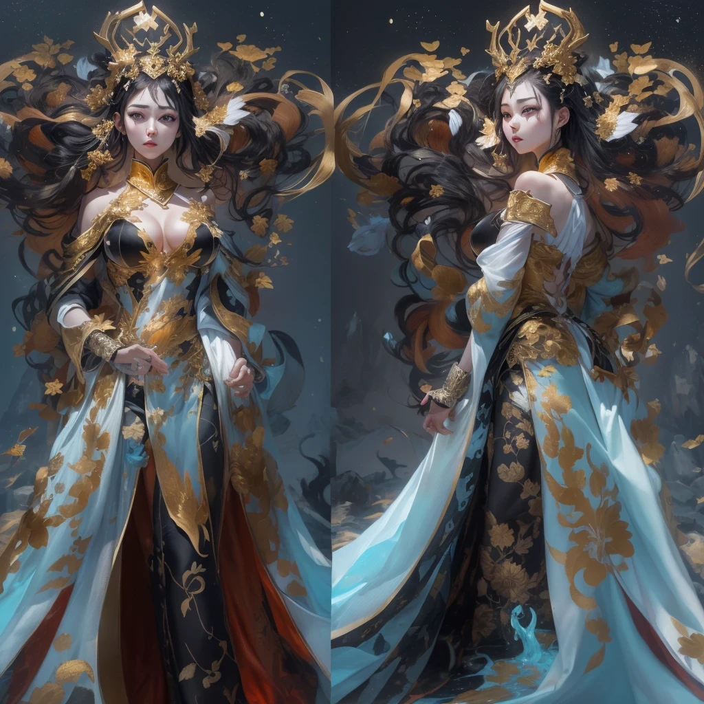 Feitian Nine Tails Light Blue Celestial Master Flame Long Hair Antler Star,novel,Torch Night Black Gold Orange Snake Print Silk Trousers,Rouge Diamond Tulle Sheer Lizard Print,Fat girl flying in space in the snow 1:900 miniatures,Front view,pure transparency,put on boxing gloves,佩戴金框反Light太阳镜,Panoramic super wide angle,very happy,Authentic and delicate texture,Strong visual impact,super detailed,dream girl,delicate face型,beautiful eyes,Hair floating in the air, cherry style,Zhou Xiaotong,crystal clear,Good sense of perspective,Light影效果,16KLight滑,surface reflected Light,flowing black hair,Water Goddess 32K,complicated,grace,Very detailed,Gorgeous,digital photography,Autumn Cowboy Shooting,Surrealism,broken ruby,defeat magic,Water magic entanglement,(masterpiece,Light,beautiful eyes:1.2),high dynamic range,void 5 energy storm,(china 1 girl,black eyes:1.5),rouge skin,发Light的皮肤,(sit on stone:1.5),delicate face,black hair,穿上Gorgeous金色铠甲,take off shoulders,,short skirt,beautiful golden armor,it'it'It's raining,beautiful big breasts,looking at the audience,Turn your back to the camera,masterpiece,side,side portrait close-up