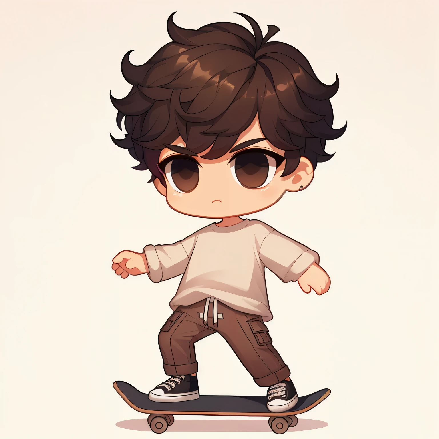 cartoon boy on skateboard with sunglasses and a white shirt, arte chibi, advanced digital arte chibi, estilo de arte fofo, fanart de alta qualidade, fanart oficial, arte detalhada, personagem de estilo anime, estilo chibi, arte fofa, em estilo anime, arte digital detalhada fofa, menino anime, High Resolution Commission, no estilo anime, anime chibi, fullbody commission for