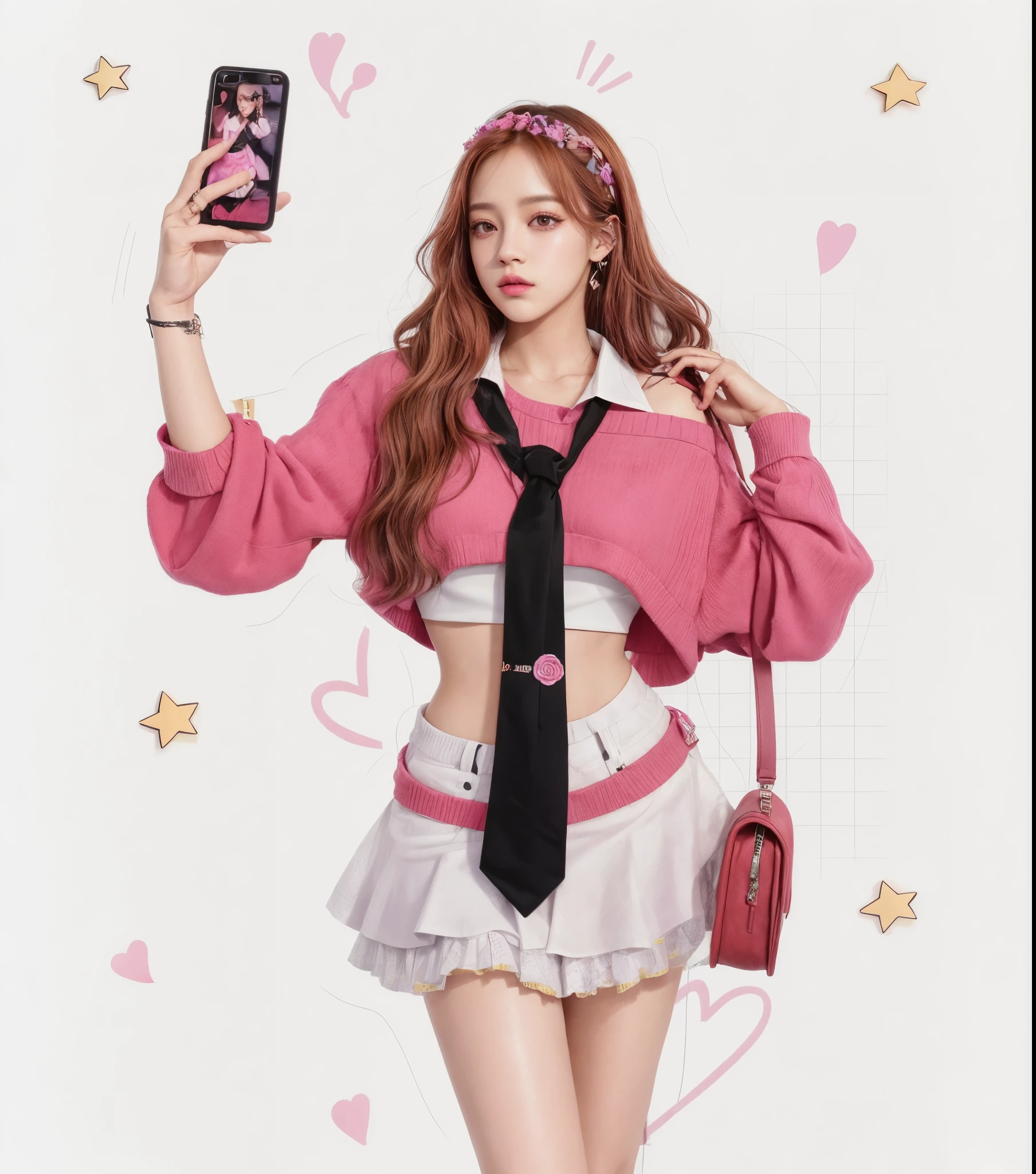 hay una mujer con camisa rosa y corbata tomando una foto, jisoo de blackpink, portrait of jossi de blackpink, Jisoo de Blackpink, retrato de jisoo blackpink, tendencia en cgstation, jossi de blackpink, tzuyu de dos veces, sun yunjoo, fanart oficial, tendencia en cgstation, parque roseanne de blackpink, nodded, render de abril